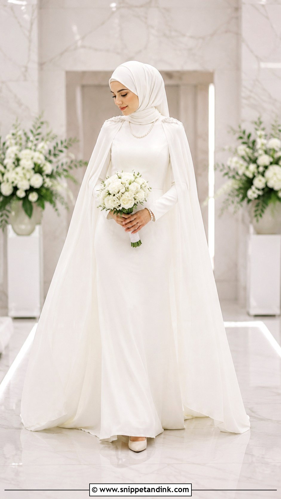 Modest Cape Hijab Wedding Dress - Snippet and Ink - 25 Simple Hijab Wedding Dresses