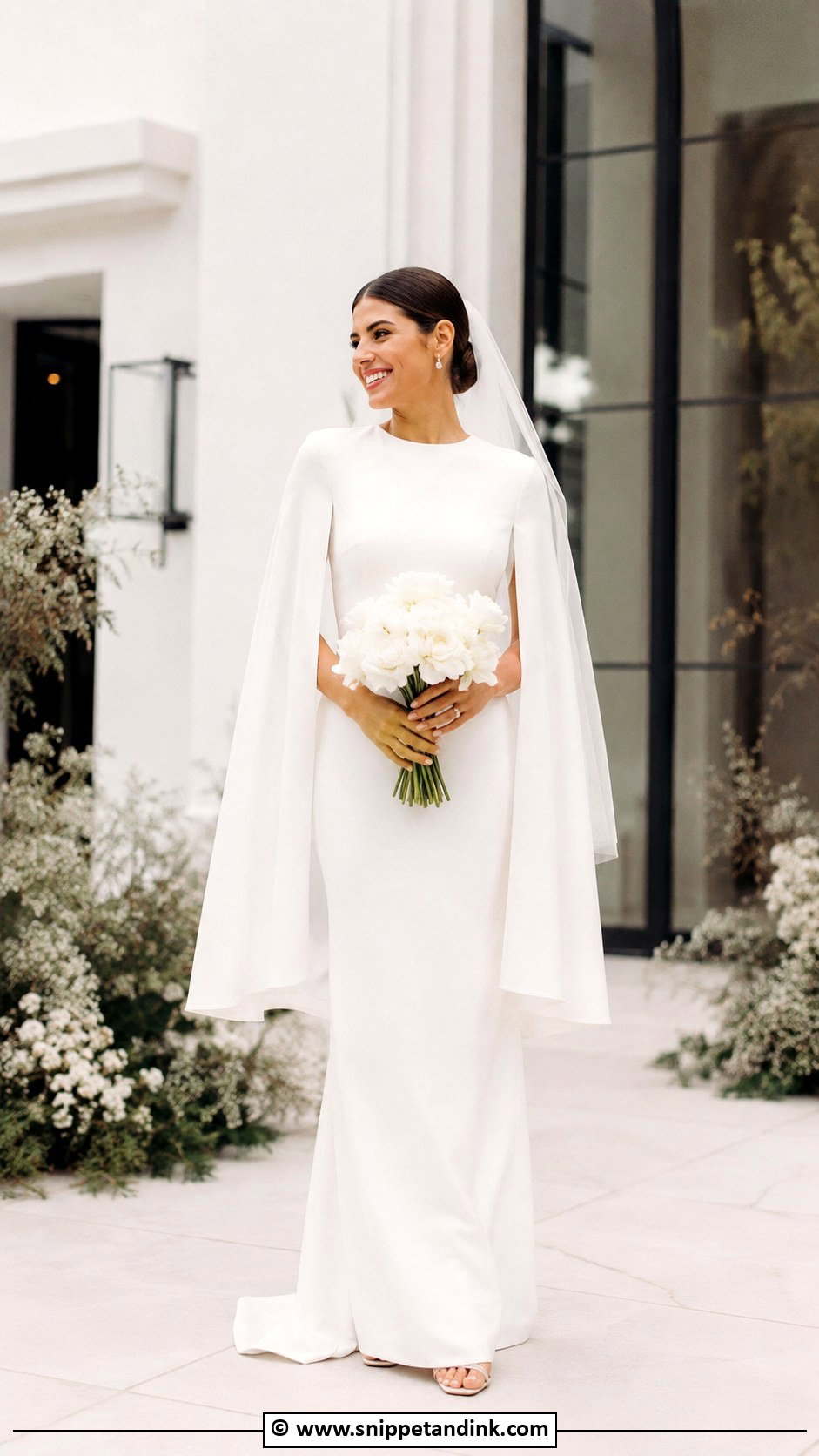 Modest Cape Sleeve Wedding Dress - Snippet and Ink - 35 Modest Wedding Dresses