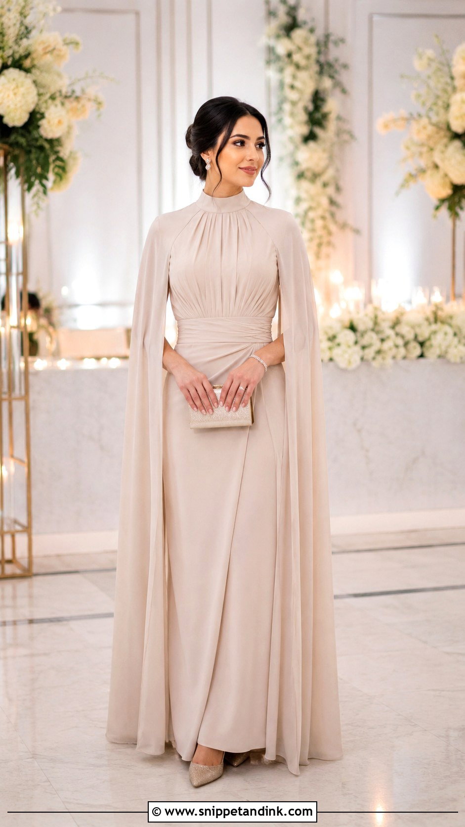 Modest Cape Sleeves Gown - Snippet and Ink - 25 Cape Sleeves Gown