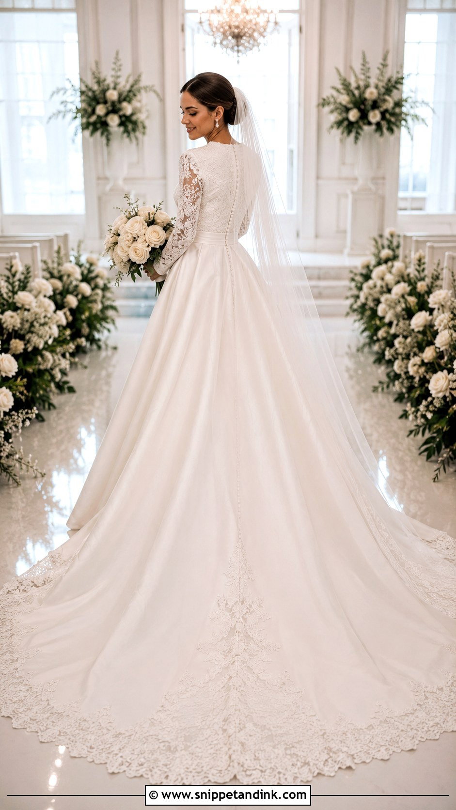 Modest Cathedral Train Wedding Dress - Snippet and Ink - 20 Cathedral Train Wedding Dress Ideas