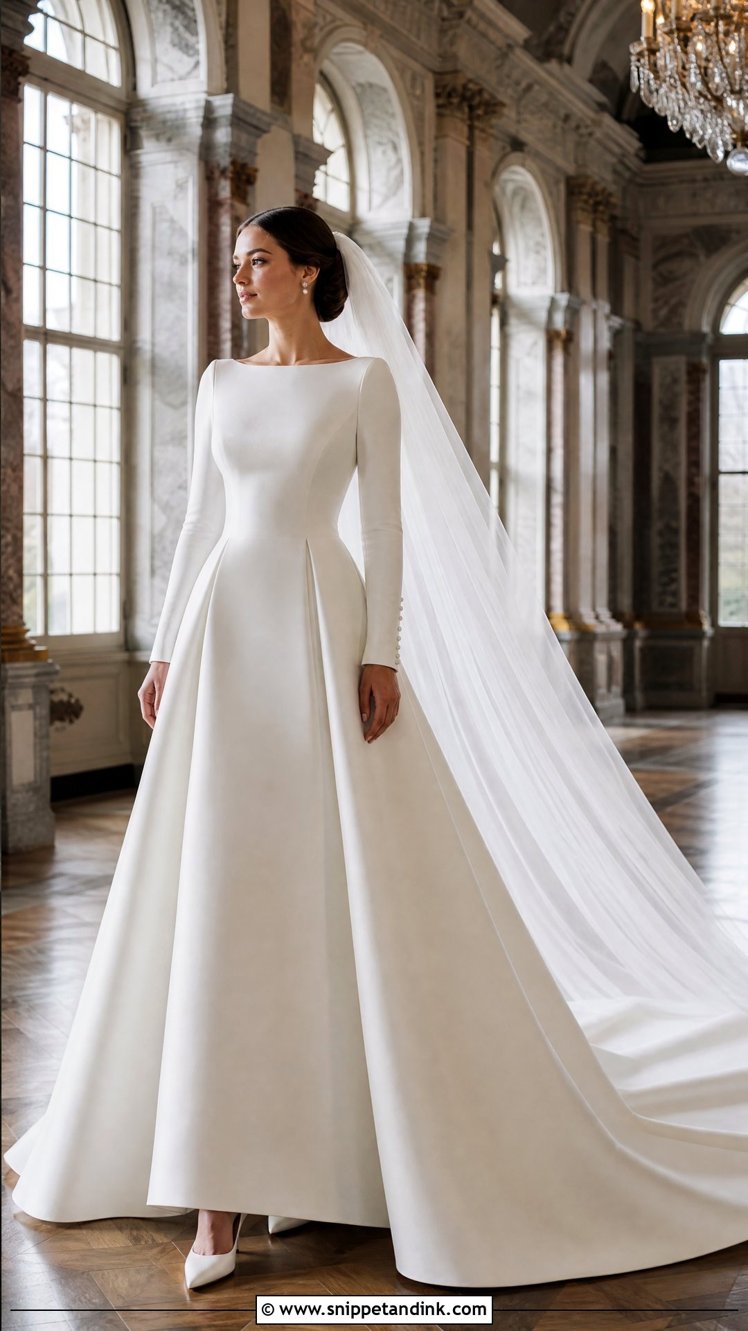 Modest Cathedral Train Wedding Dress - Snippet and Ink - 25 Modest Old Money Wedding Dress Ideas