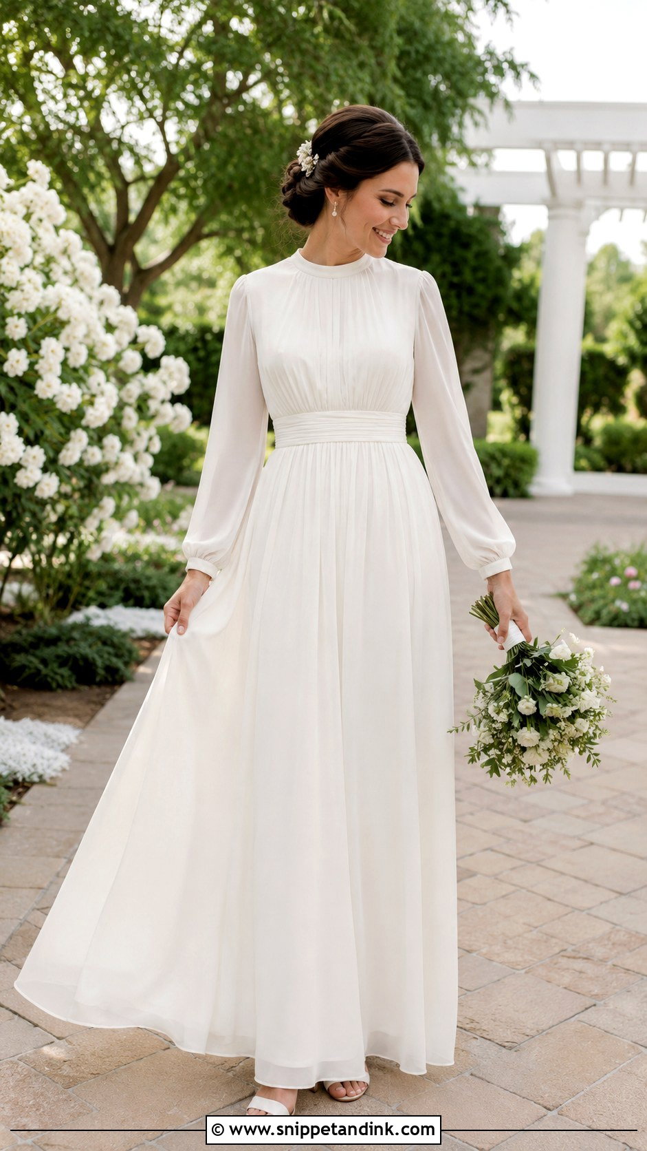 Modest Chiffon Bridal Gown - Snippet and Ink - 30 Modest Bridal Gowns