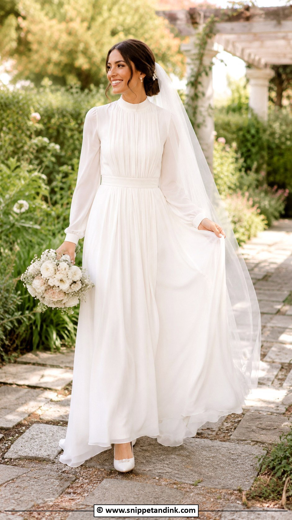 Modest Chiffon Wedding Dress - Snippet and Ink - 35 Modest Wedding Dresses