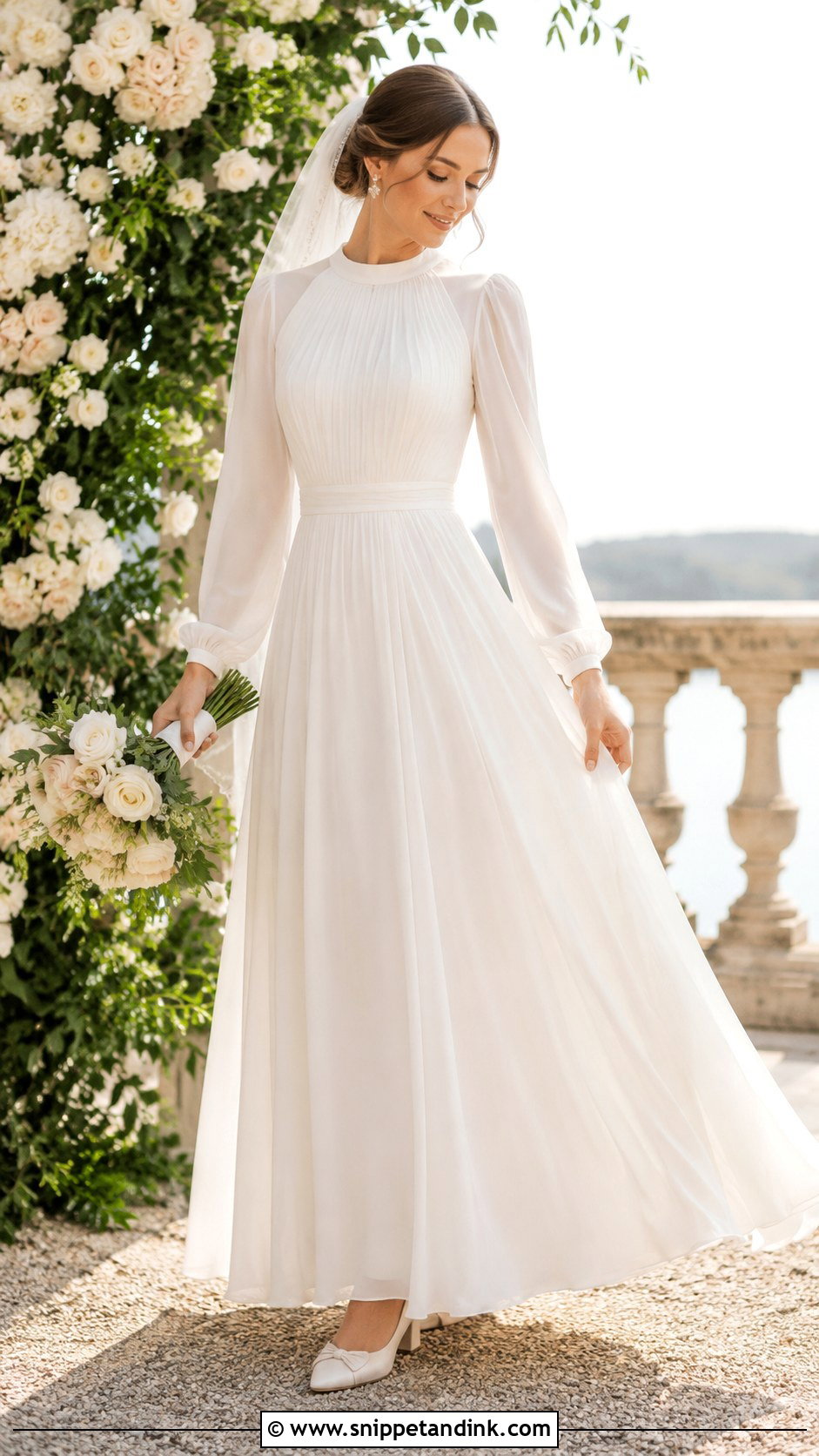 Modest Chiffon Wedding Dress - Snippet and Ink - 25 Modest Bridal Ideas