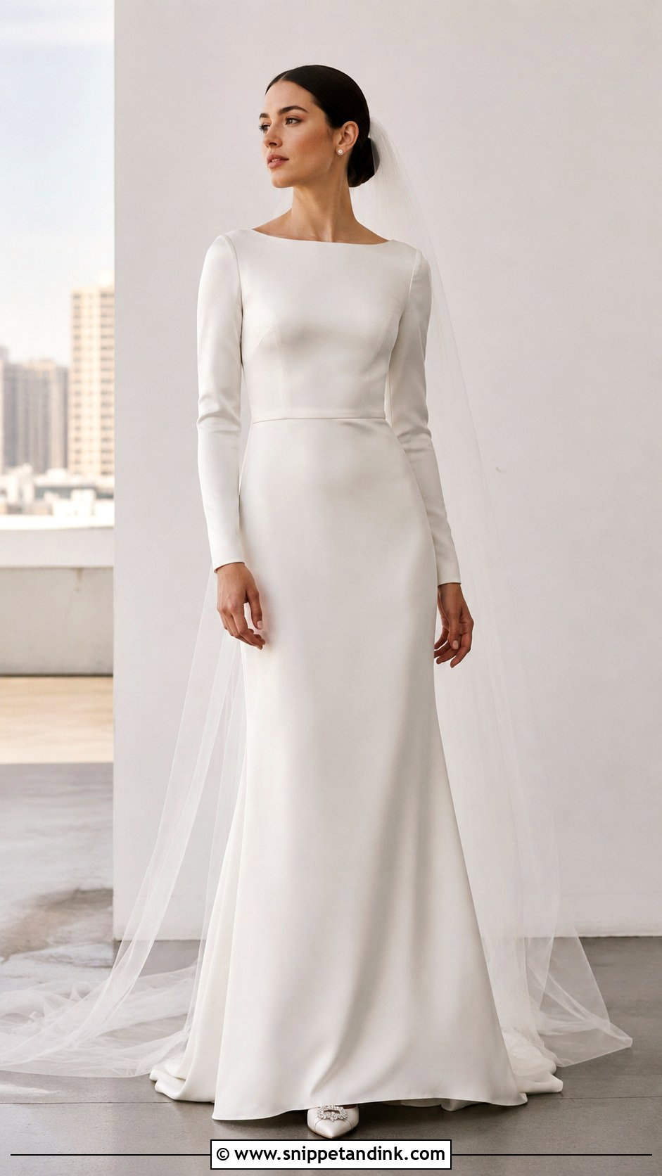 Modest Crepe Bridal Gown - Snippet and Ink - 30 Modest Bridal Gowns