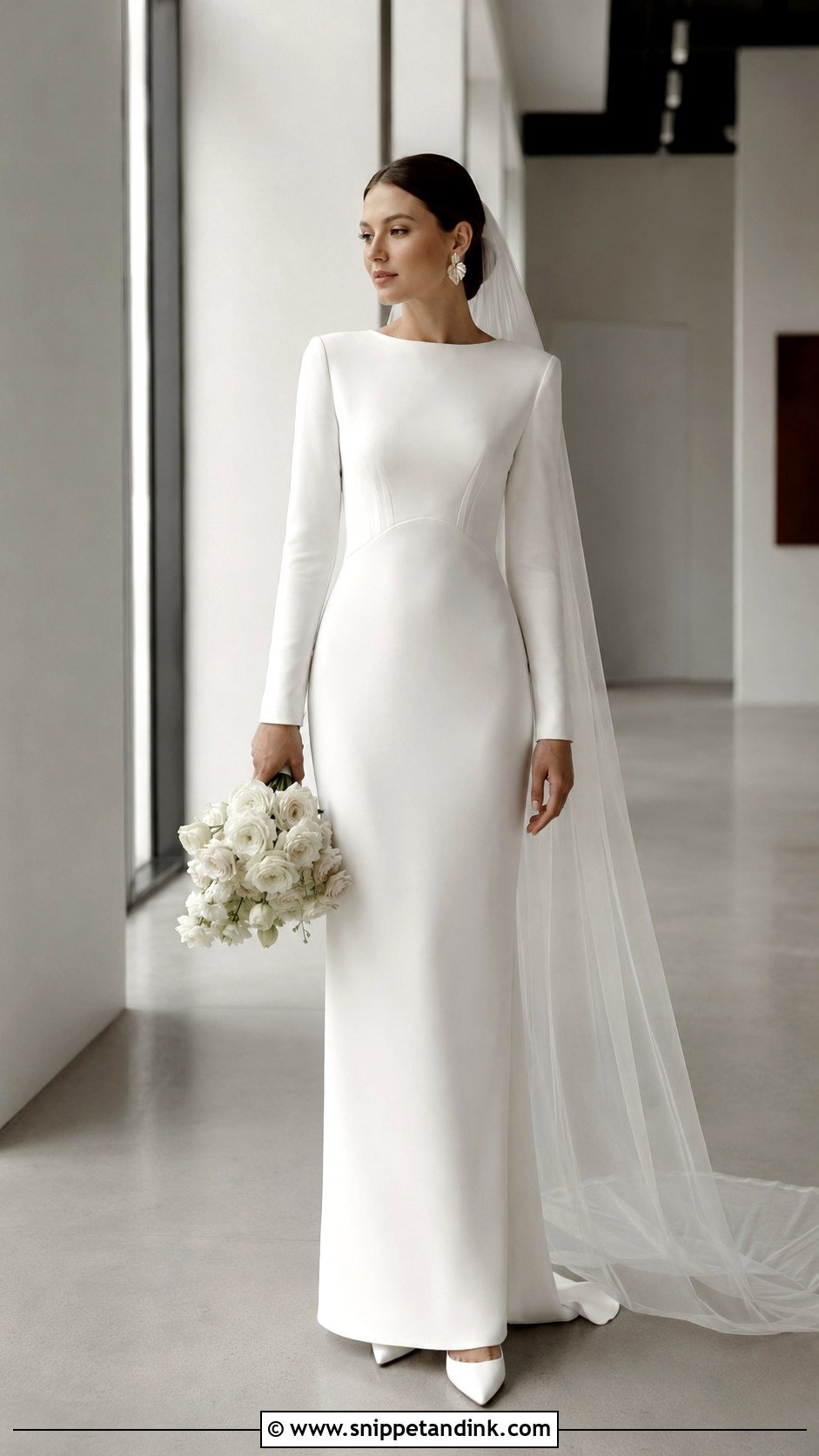 Modest Crepe Wedding Dress - Snippet and Ink - 25 Modest Bride Dress Ideas
