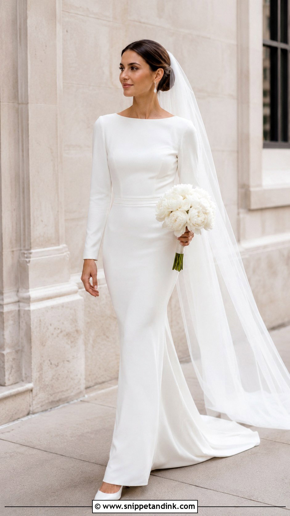 Modest Crepe Wedding Gown - Snippet and Ink - 25 Modest Wedding Gowns
