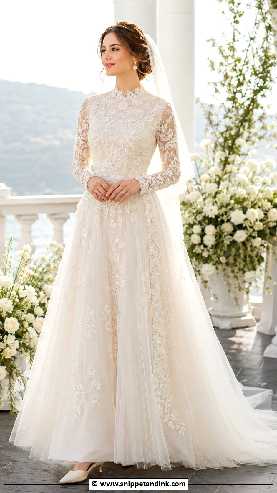 Modest Embroidered Wedding Dress - Snippet and Ink - 35 Modest Wedding Dresses