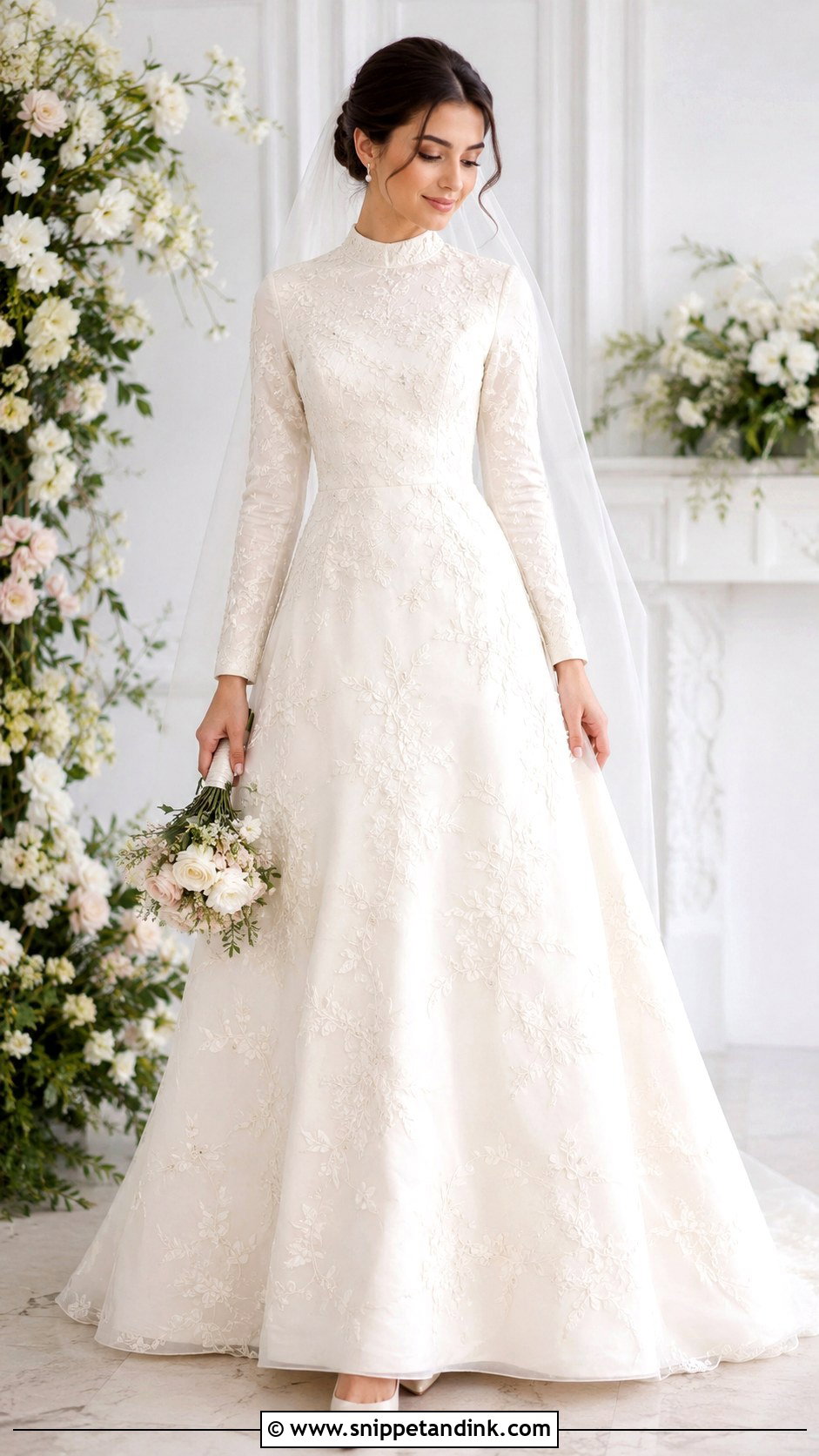 Modest Embroidered Wedding Dress - Snippet and Ink - 25 Modest Bride Dress Ideas