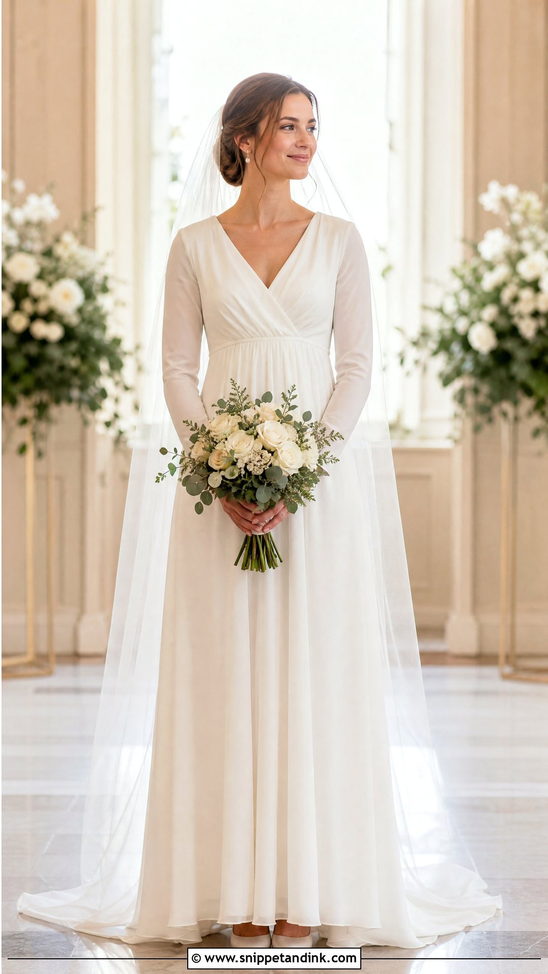 Modest Empire Waist Long Sleeve Wedding Dress - Snippet and Ink - 20 Timeless Wedding Dress Long Sleeve Ideas