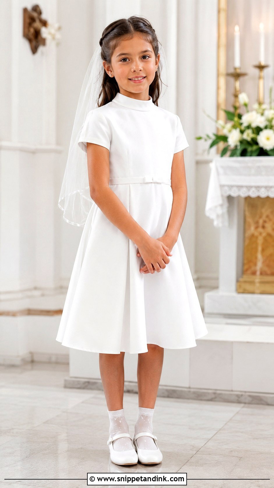Modest First Communion Dress With High Neck - Snippet and Ink - 25 First Communion Dresses Catholic Simple