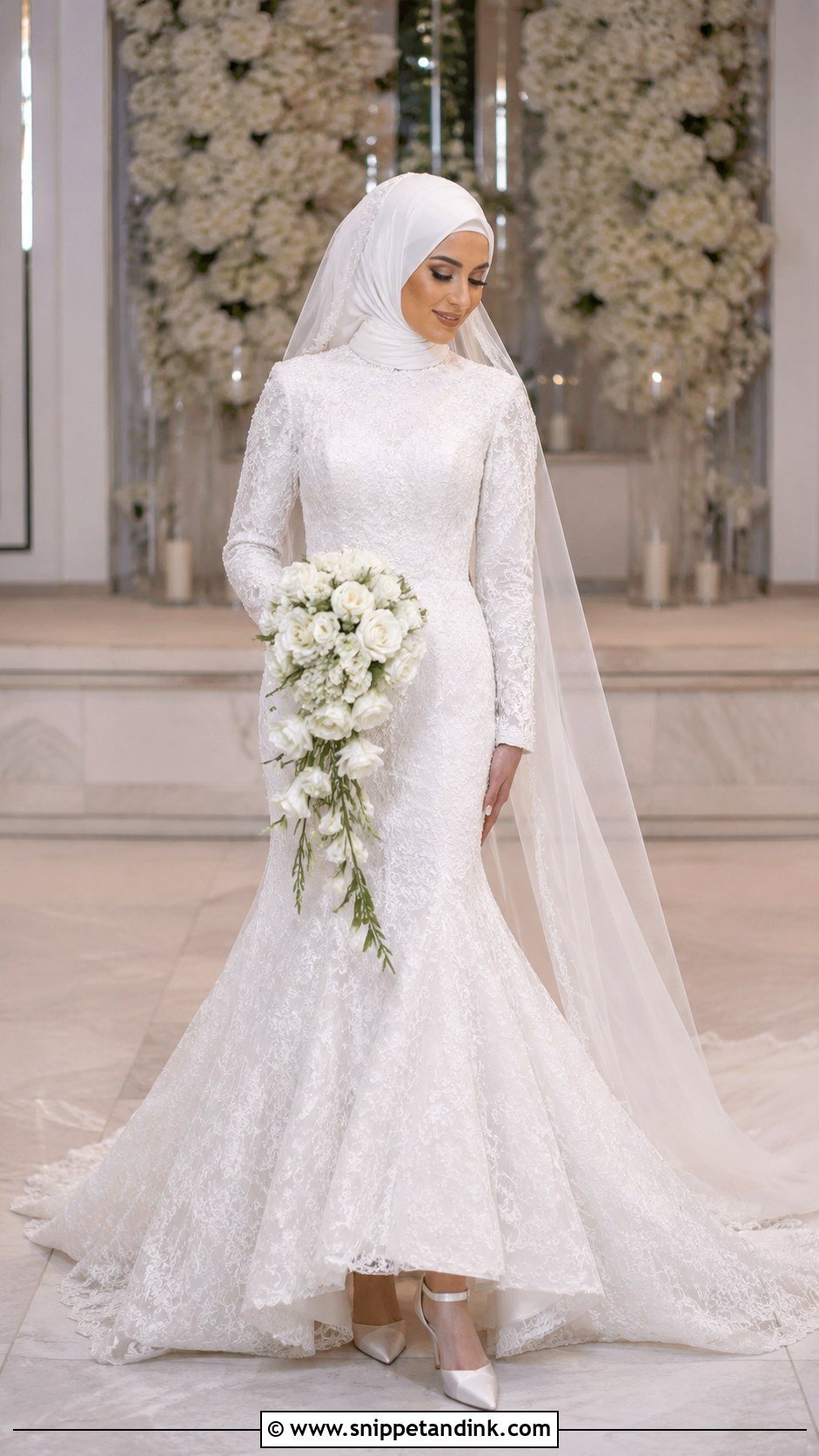 Modest Fit And Flare Hijab Bridal Dress - Snippet and Ink - 20 Hijab Bridal Dress Ideas