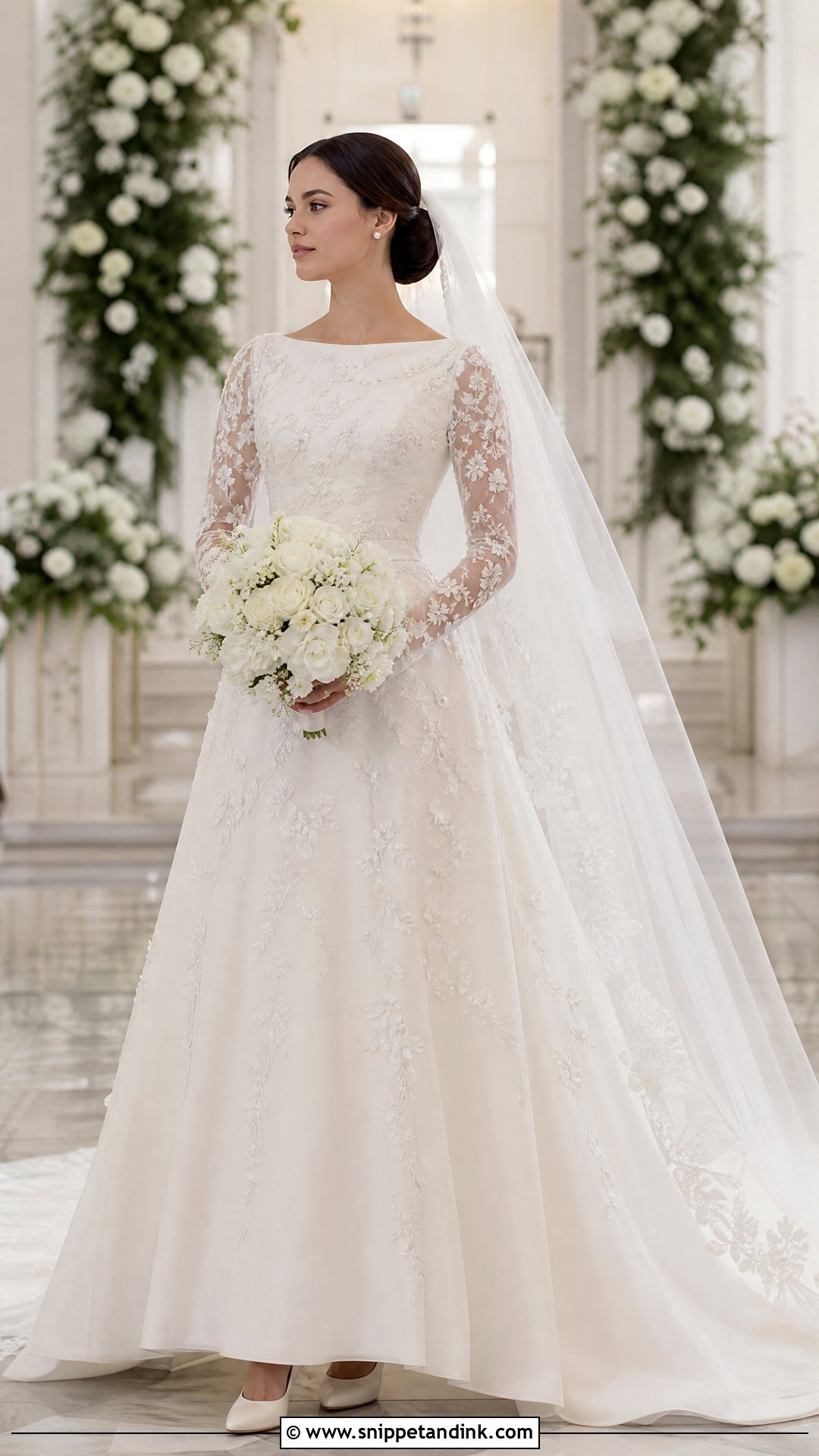 Modest Floral Bridal Dress - Snippet and Ink - 25 Floral Bridal Dress Ideas