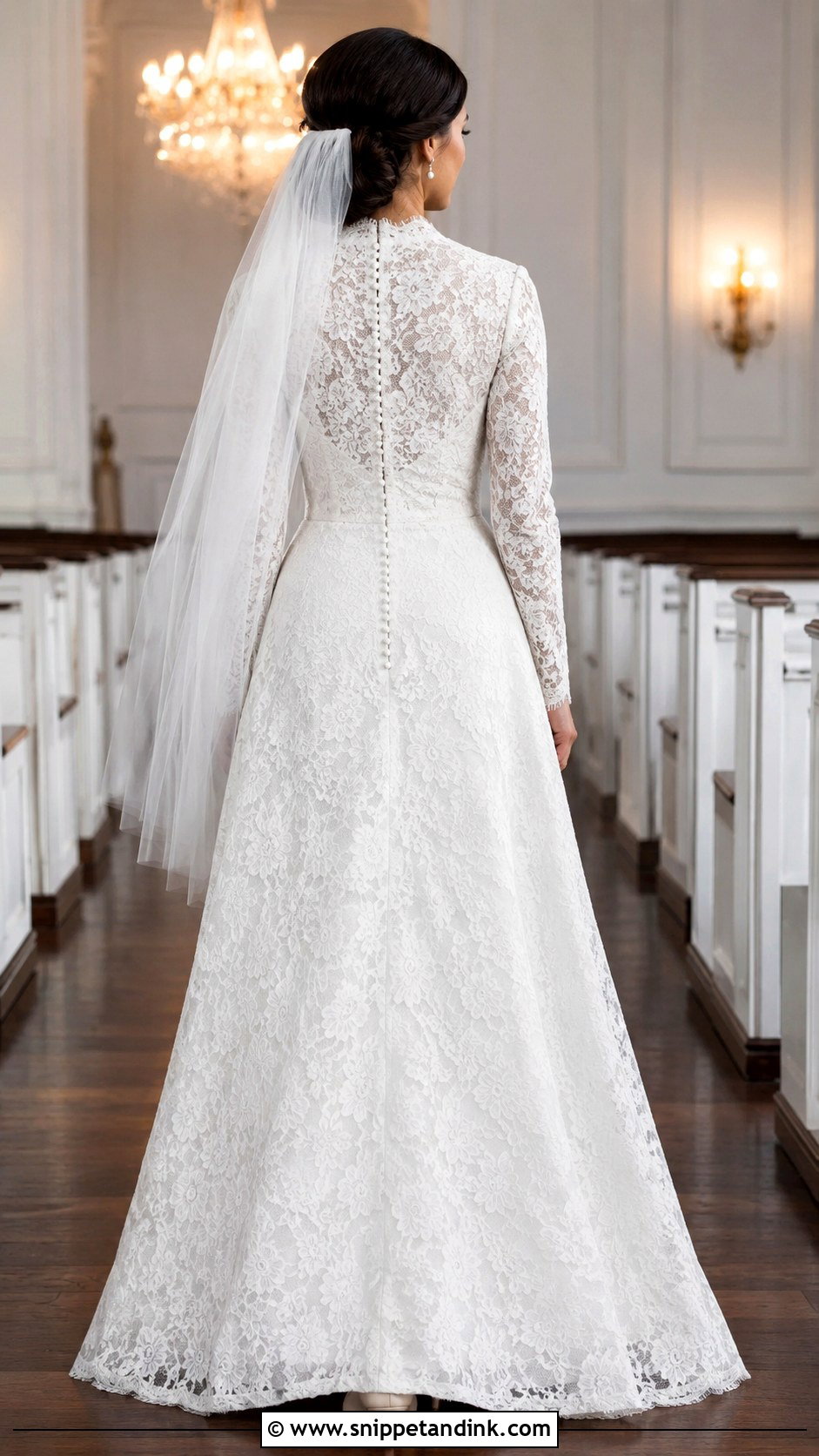 Modest Full Coverage Lace Back Wedding Dress - Snippet and Ink - 20 Lace Back Wedding Dress Ideas