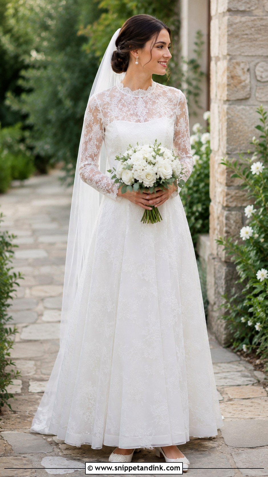Modest Garden Party Wedding Dress With Pearl Flats - Snippet and Ink - 20 Garden Party Wedding Dress the Bride Ideas