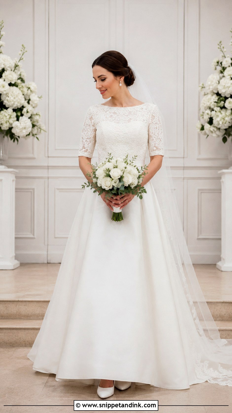 Modest Half Sleeve Wedding Dress - Snippet and Ink - 20 Half Sleeve Wedding Dress Ideas