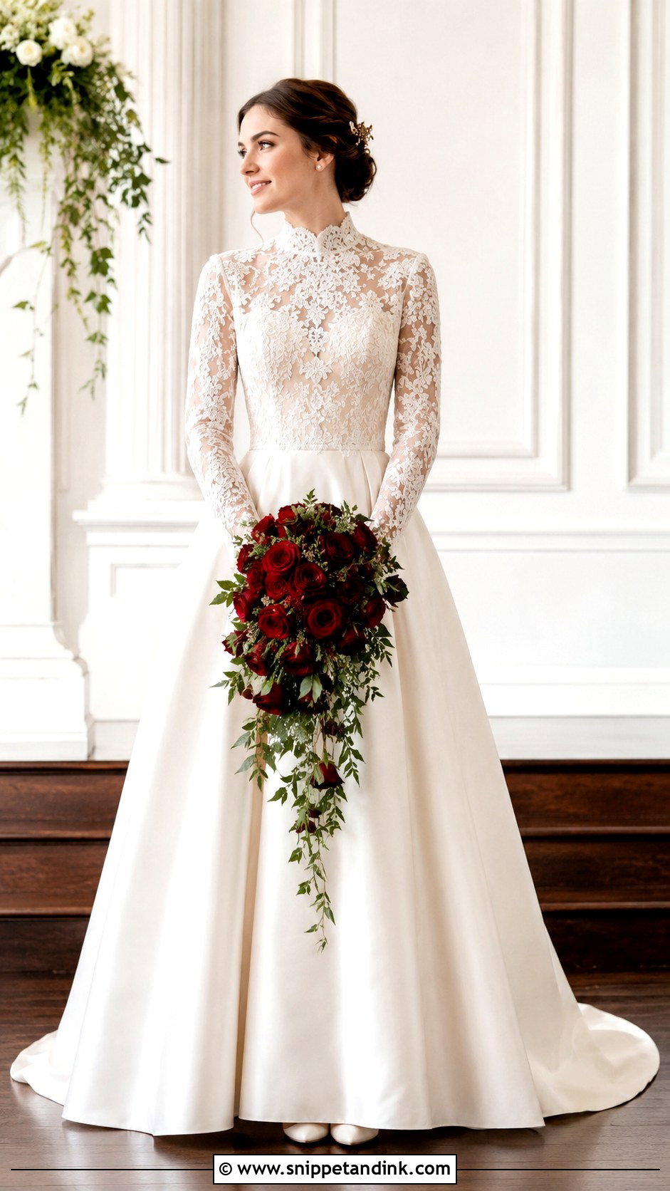 Modest High Neck Belle Wedding Dress - Snippet and Ink - 20 Belle Inspired Wedding Dress Ideas
