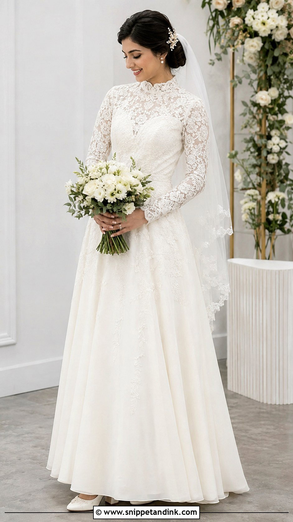 Modest High Neck Bridal Frock Gown - Snippet and Ink - 20 Bridal Frocks Gowns