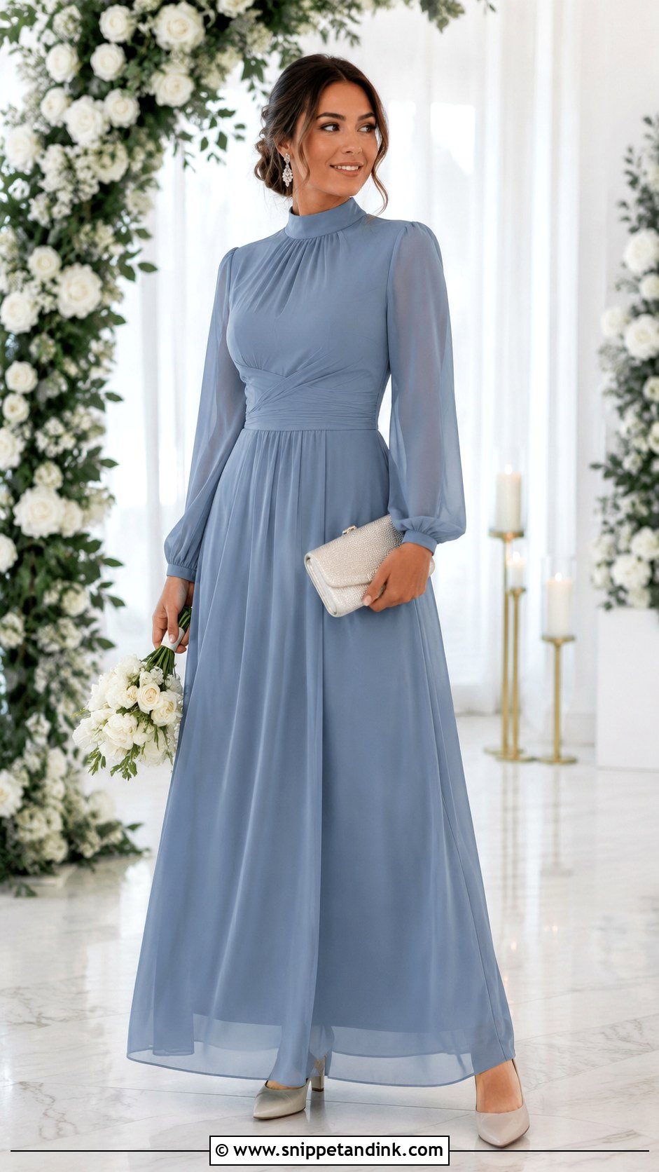 Modest High Neck Bridal Party Dress - Snippet and Ink - 20 Bridal Party Outfit Ideas