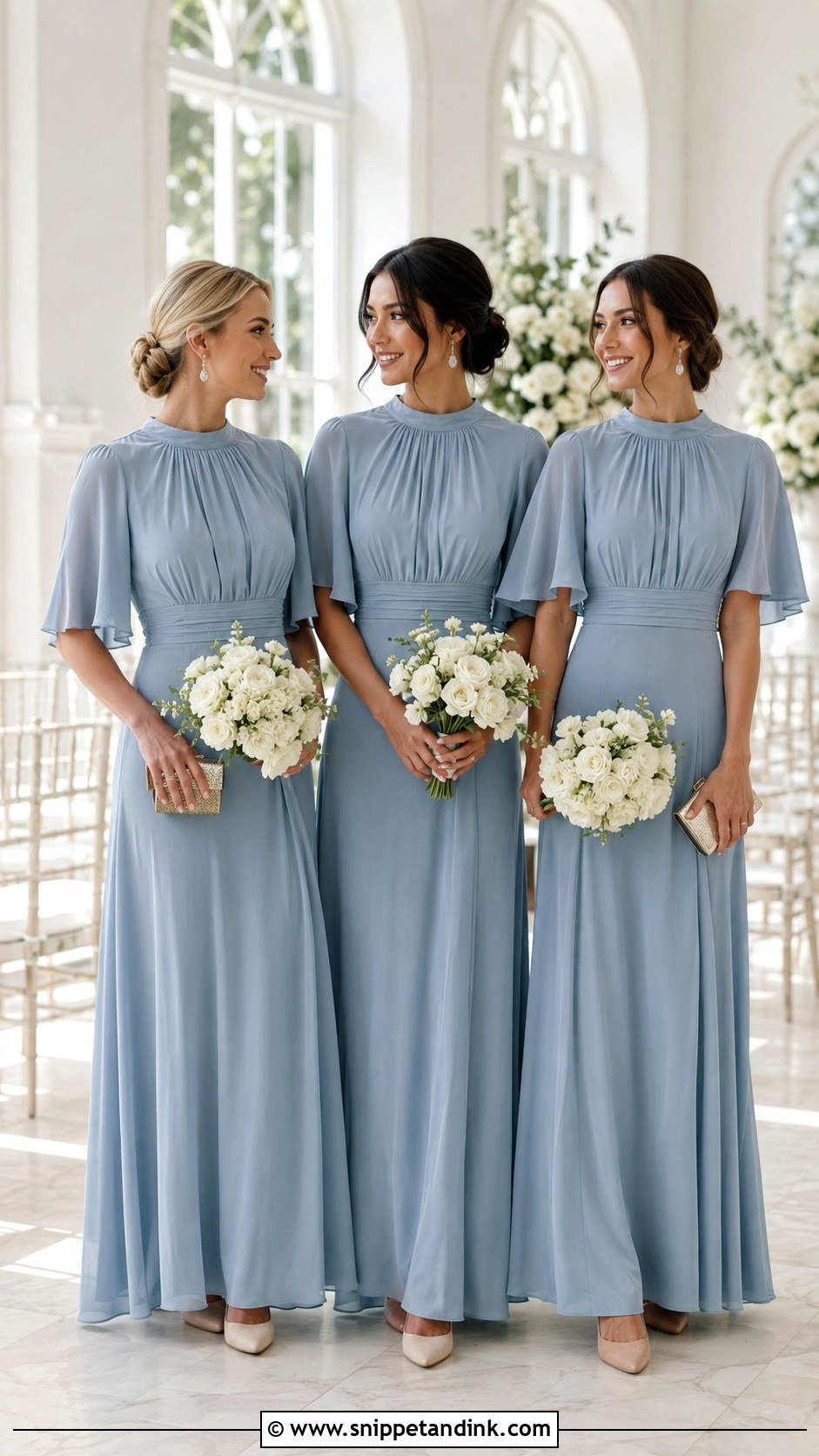 Modest High Neck Bridal Party Dresses - Snippet and Ink - 20 Bridal Party Attire Ideas