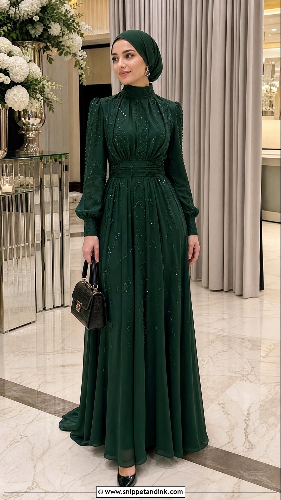 Modest High Neck Gown Outfit - Snippet and Ink - 20 Womens Gown Ideas