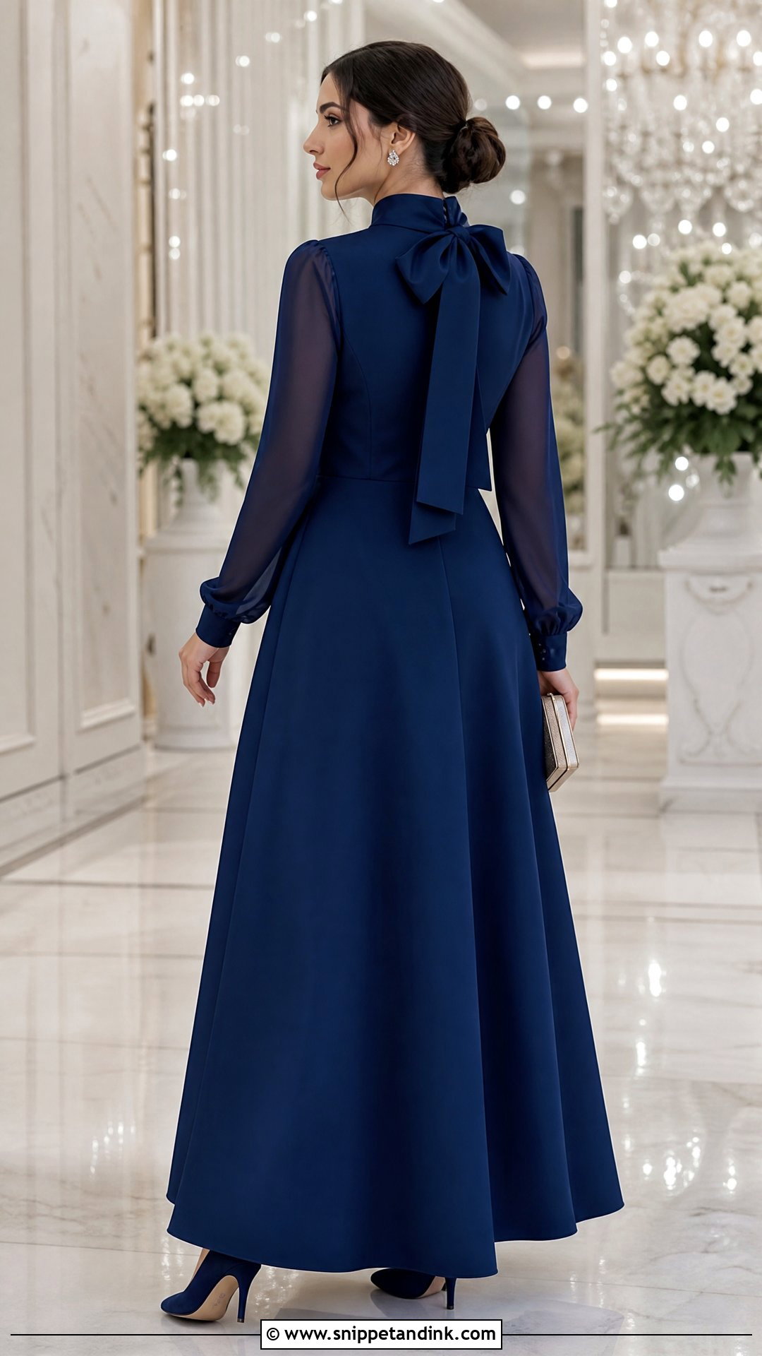 Modest High Neck Gown With Back Bow - Snippet and Ink - 20 Gown with Bow At the Back Ideas