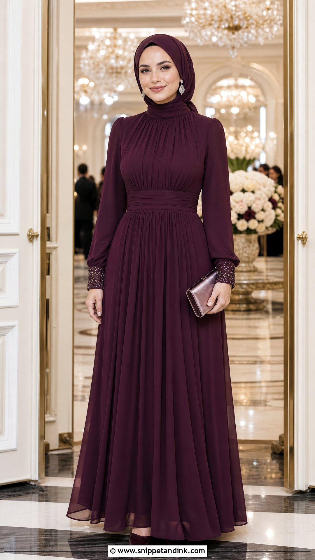 Modest High Neck Gown for a Black Tie Wedding - Snippet and Ink - 20 What to Wear to a Black Tie Wedding Ideas