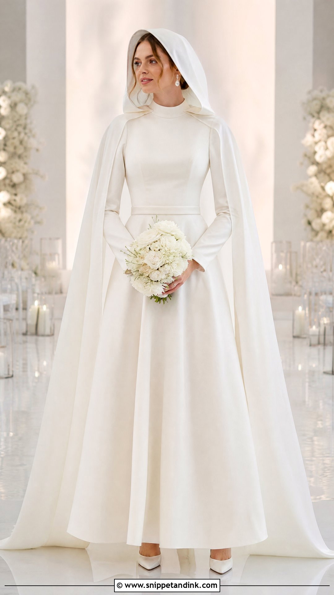 Modest High Neck Hooded Wedding Dress - Snippet and Ink - 20 Hooded Wedding Dress Ideas