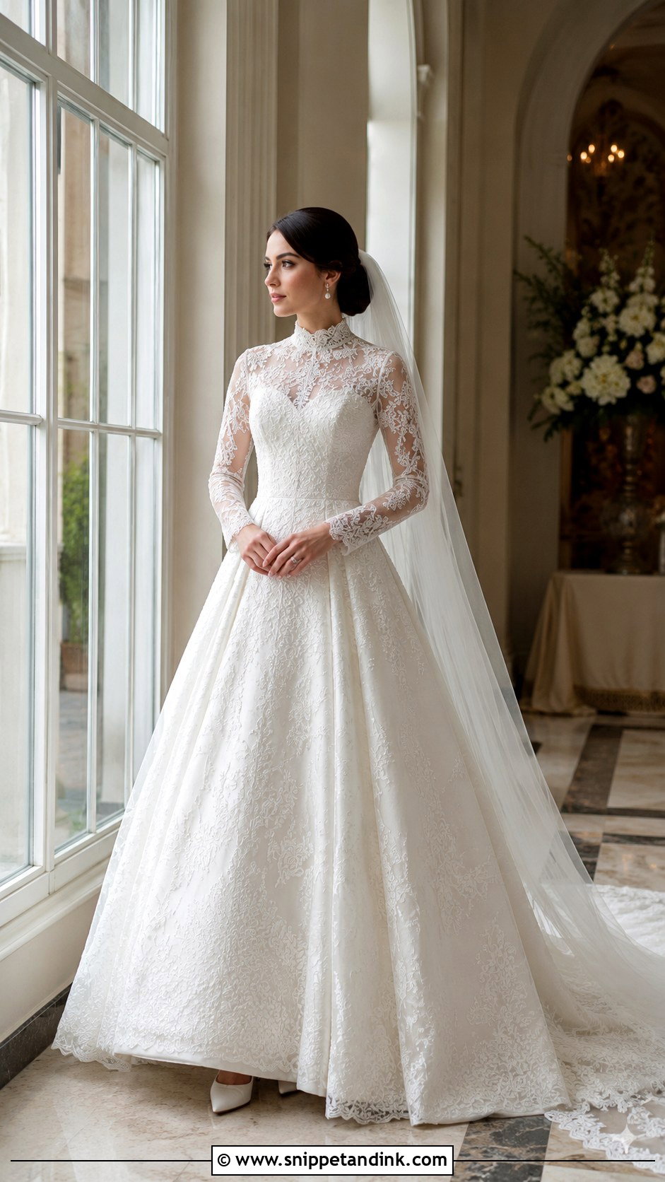 Modest High Neck Princess Bridal Gown - Snippet and Ink - 20 Princess Bridal Gown Ideas
