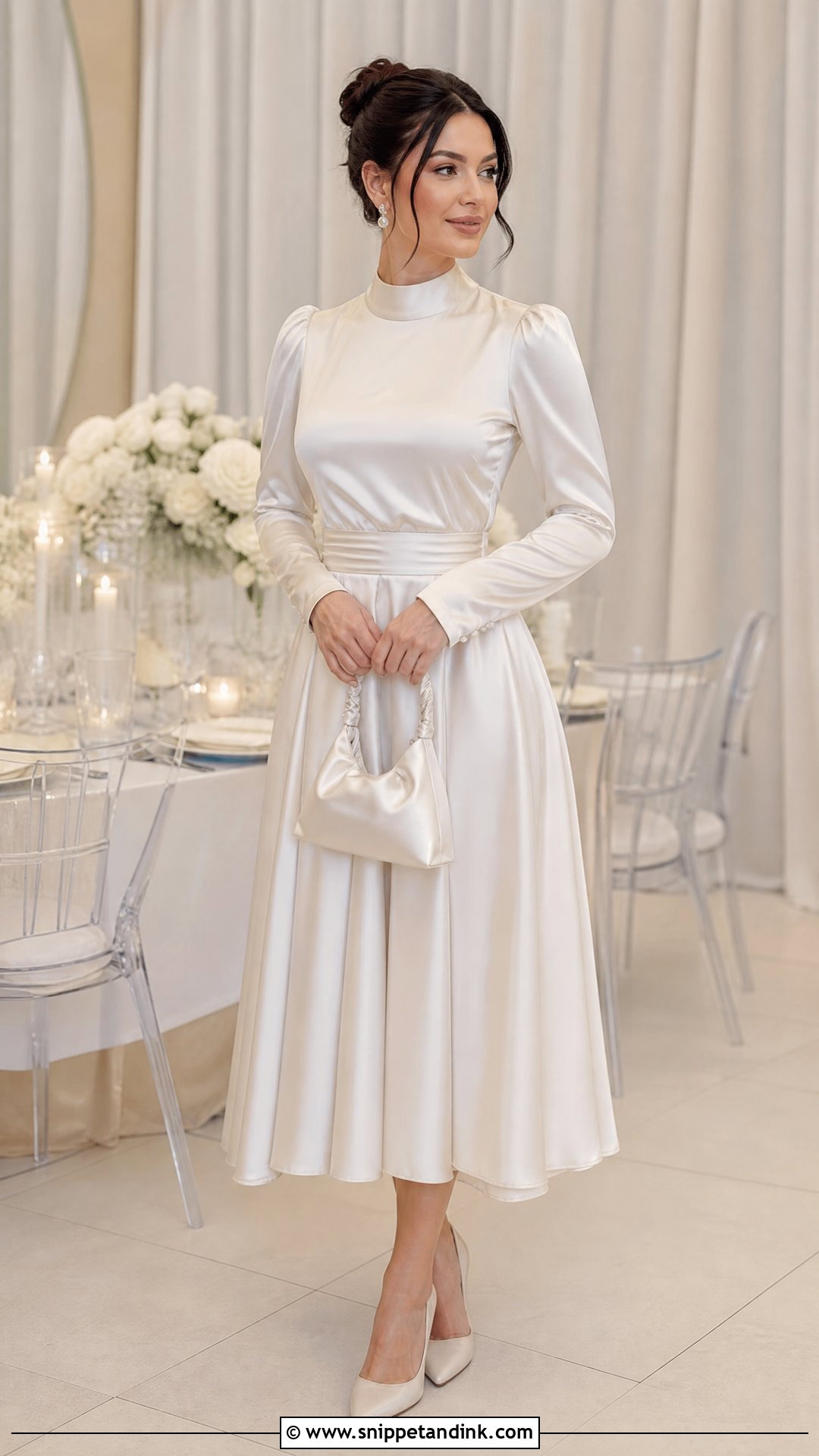 Modest High Neck Vow Renewal Dress - Snippet and Ink - 20 Vowel Renewal Dresses Ideas