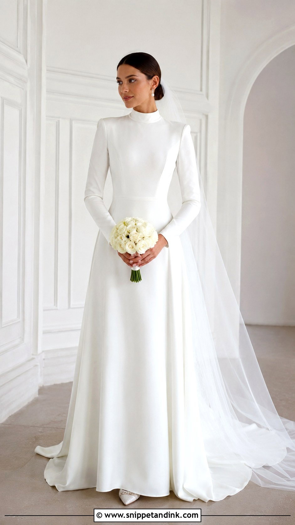 Modest High Neck Wedding Dress - Snippet and Ink - 25 Modest Bride Dress Ideas