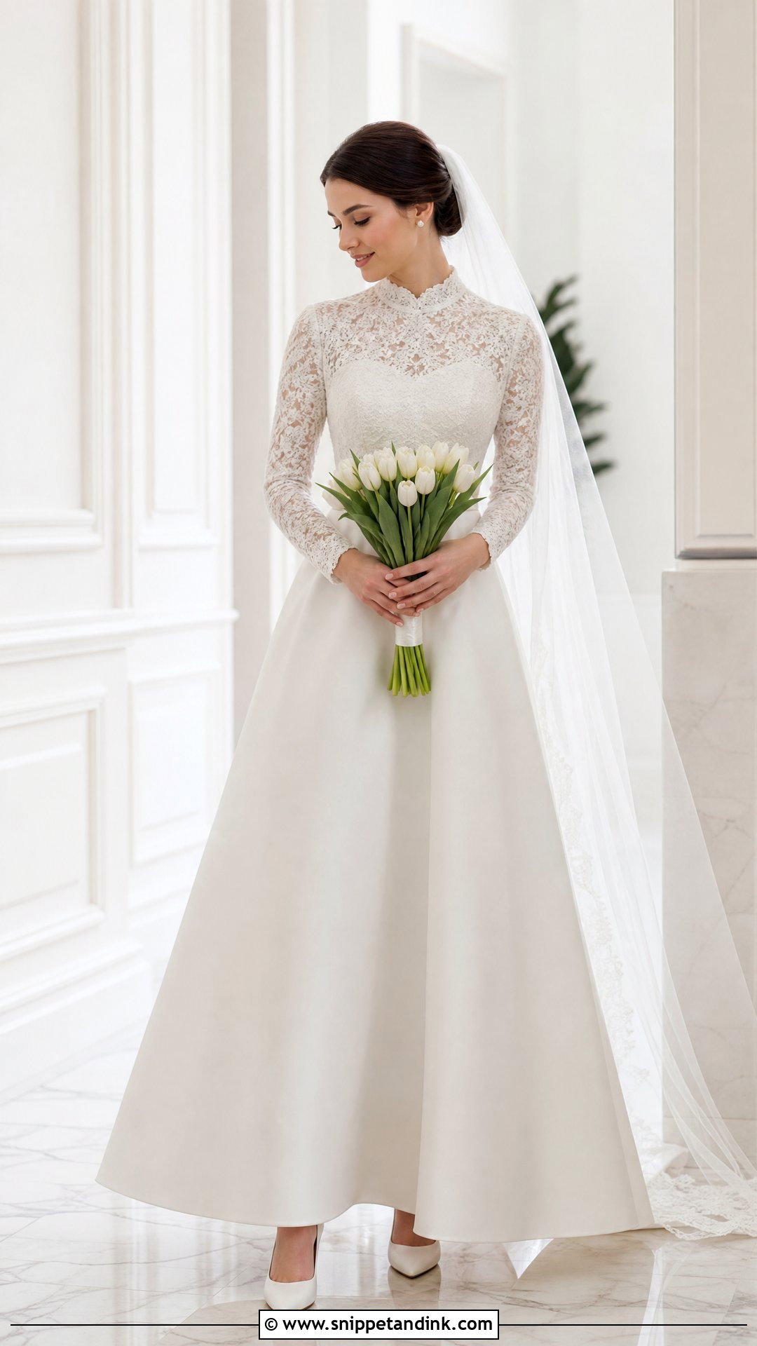 Modest High Neck Wedding Gown - Snippet and Ink - 20 Wedding Gown Aesthetic Ideas