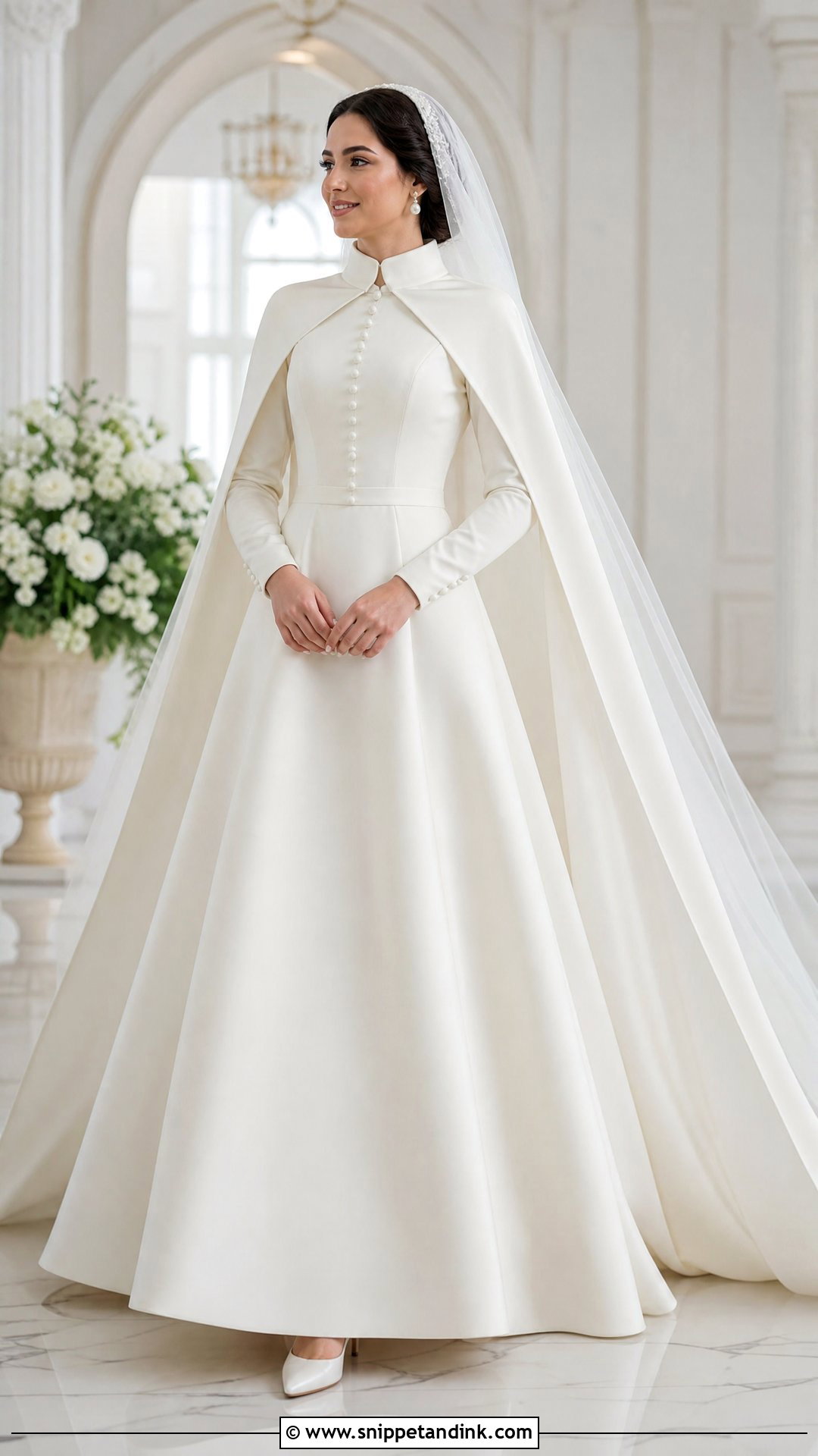 Modest High Neck Winter Wedding Gown - Snippet and Ink - 25 Winter Wedding Gowns