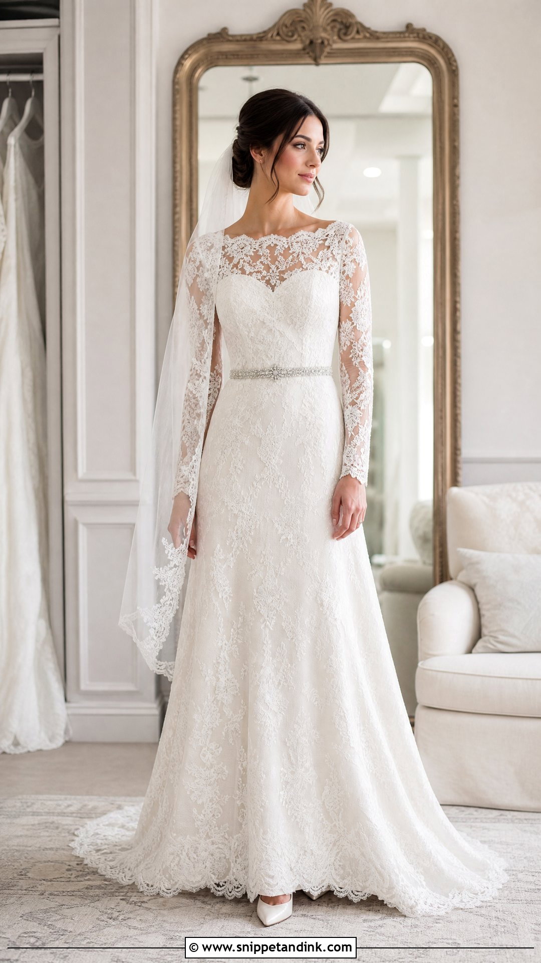 Modest Illusion Neckline Wedding Dress - Snippet and Ink - 25 Jewish Wedding Dress Ideas
