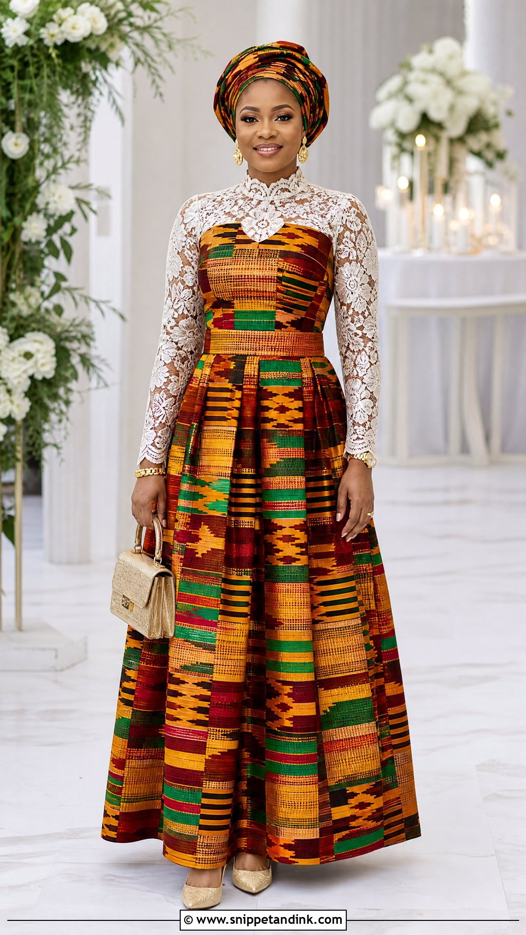 Modest Kente Wedding Dress - Snippet and Ink - 20 Traditional Ghana Wedding Dress Ideas