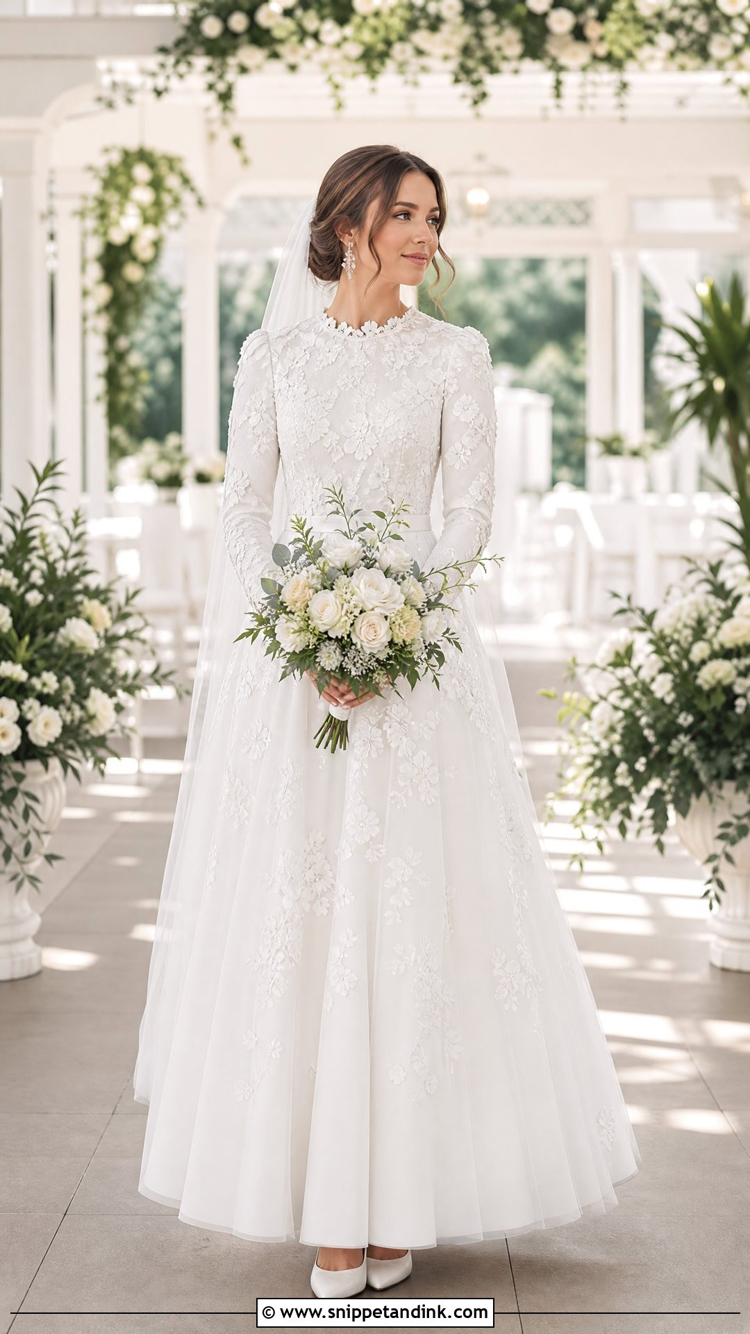 Modest LDS Floral Applique Wedding Dress - Snippet and Ink - 20 Wedding Dresses Modest Lds