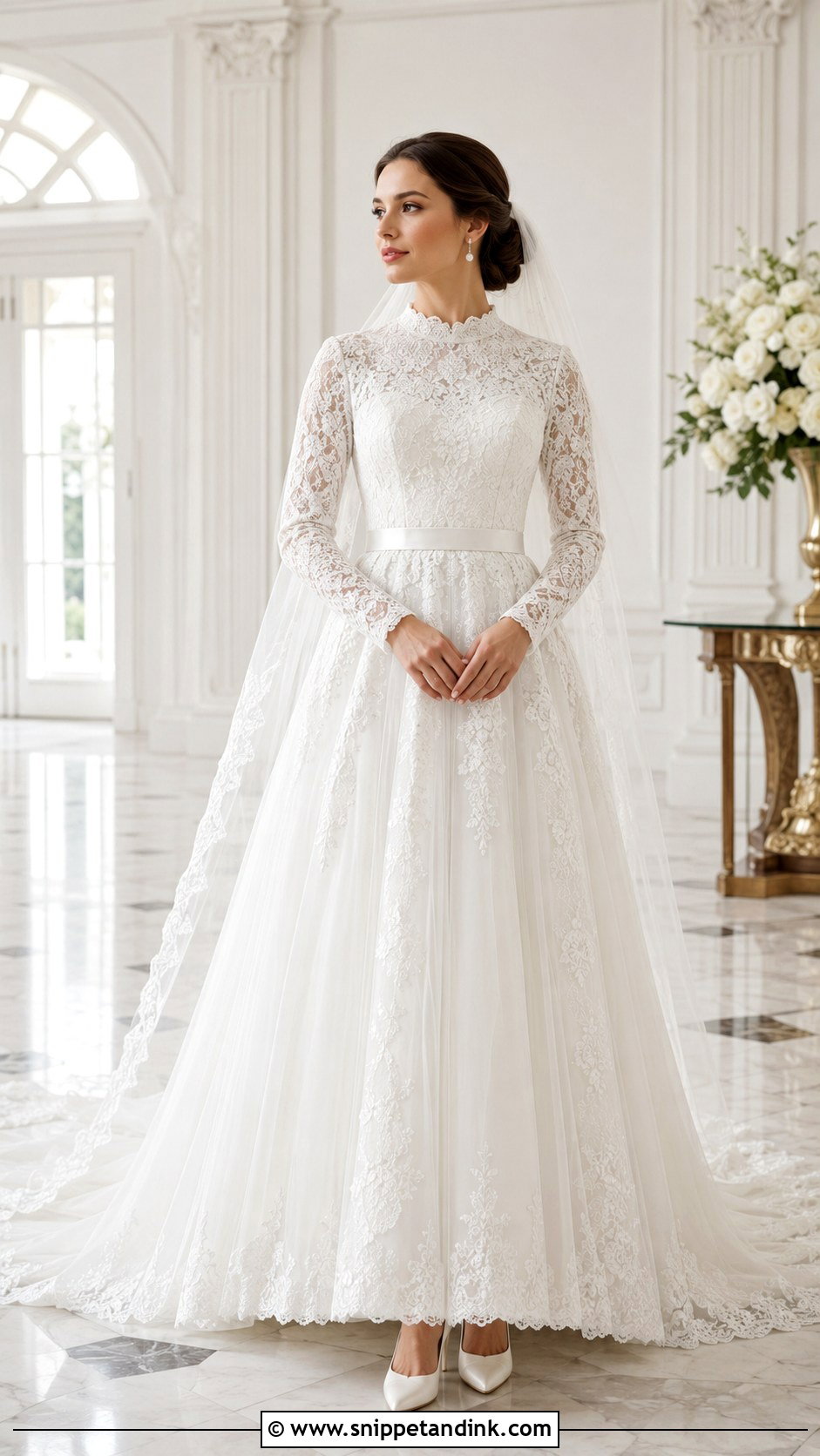 Modest Lace And Tulle Wedding Dress - Snippet and Ink - 20 Lace and Tulle Wedding Dress Ideas