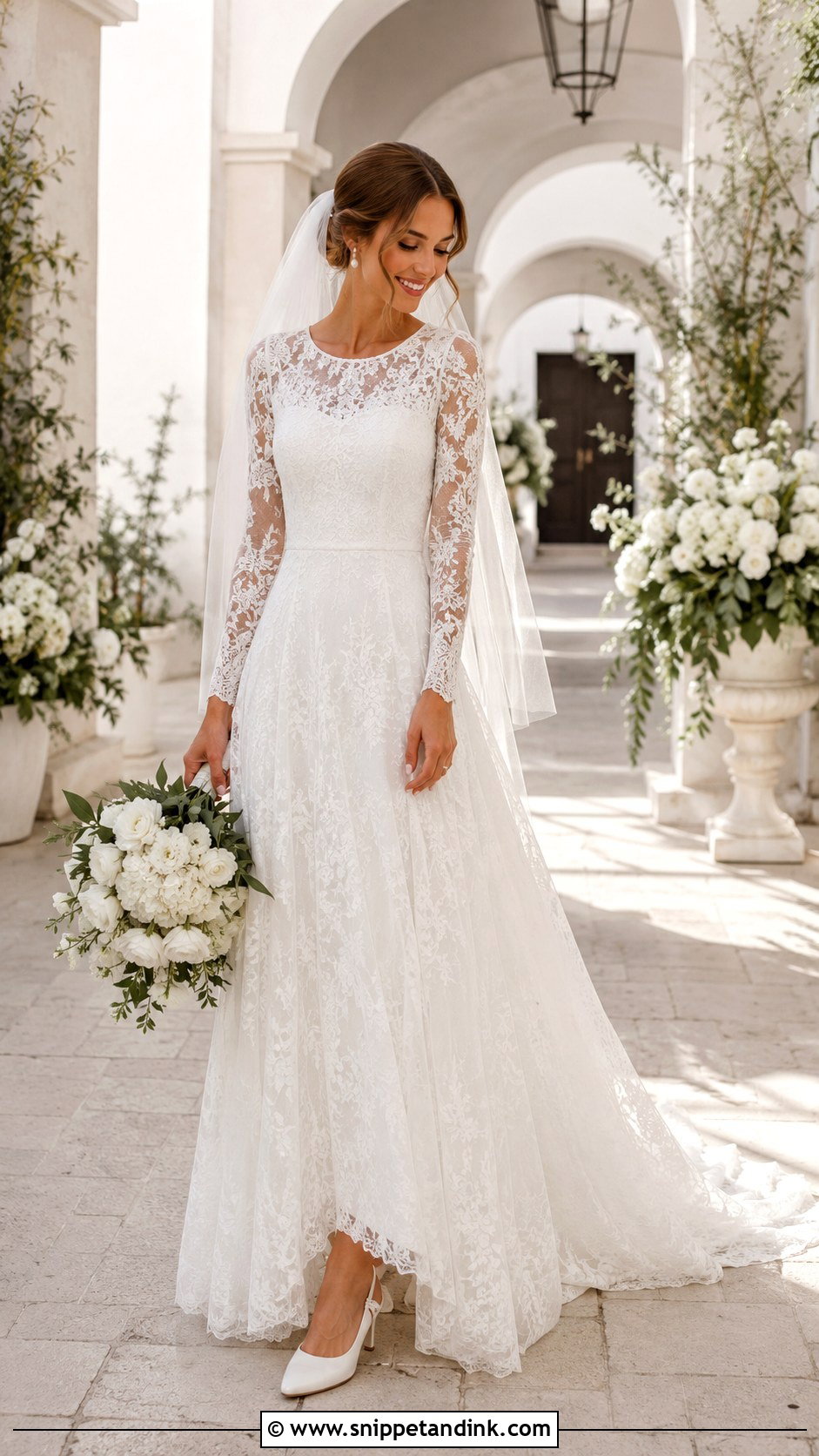 Modest Lace Summer Wedding Dress - Snippet and Ink - 20 Summer Wedding Dress for Bride Ideas