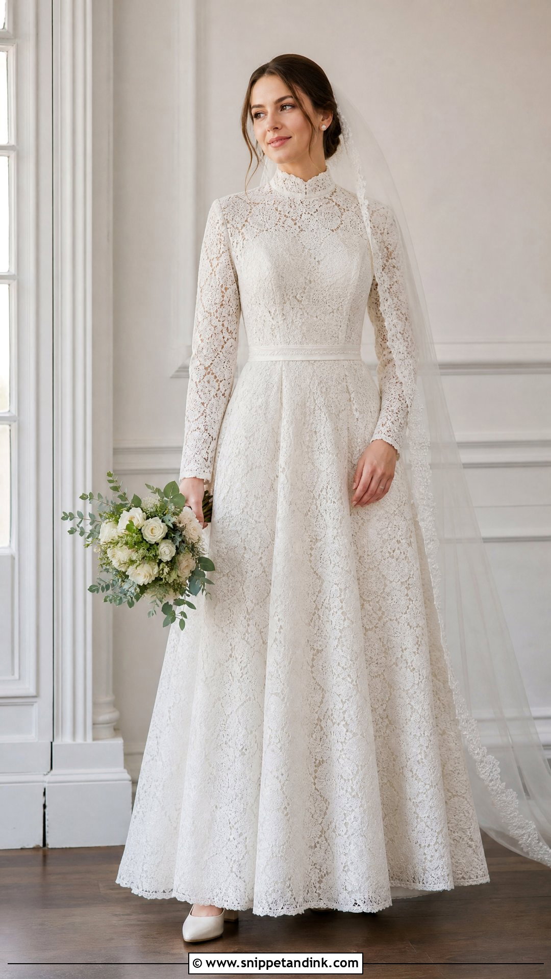 Modest Lace Wedding Dress With Full Sleeves - Snippet and Ink - 20 Vintage Lace Wedding Dress with Sleeves