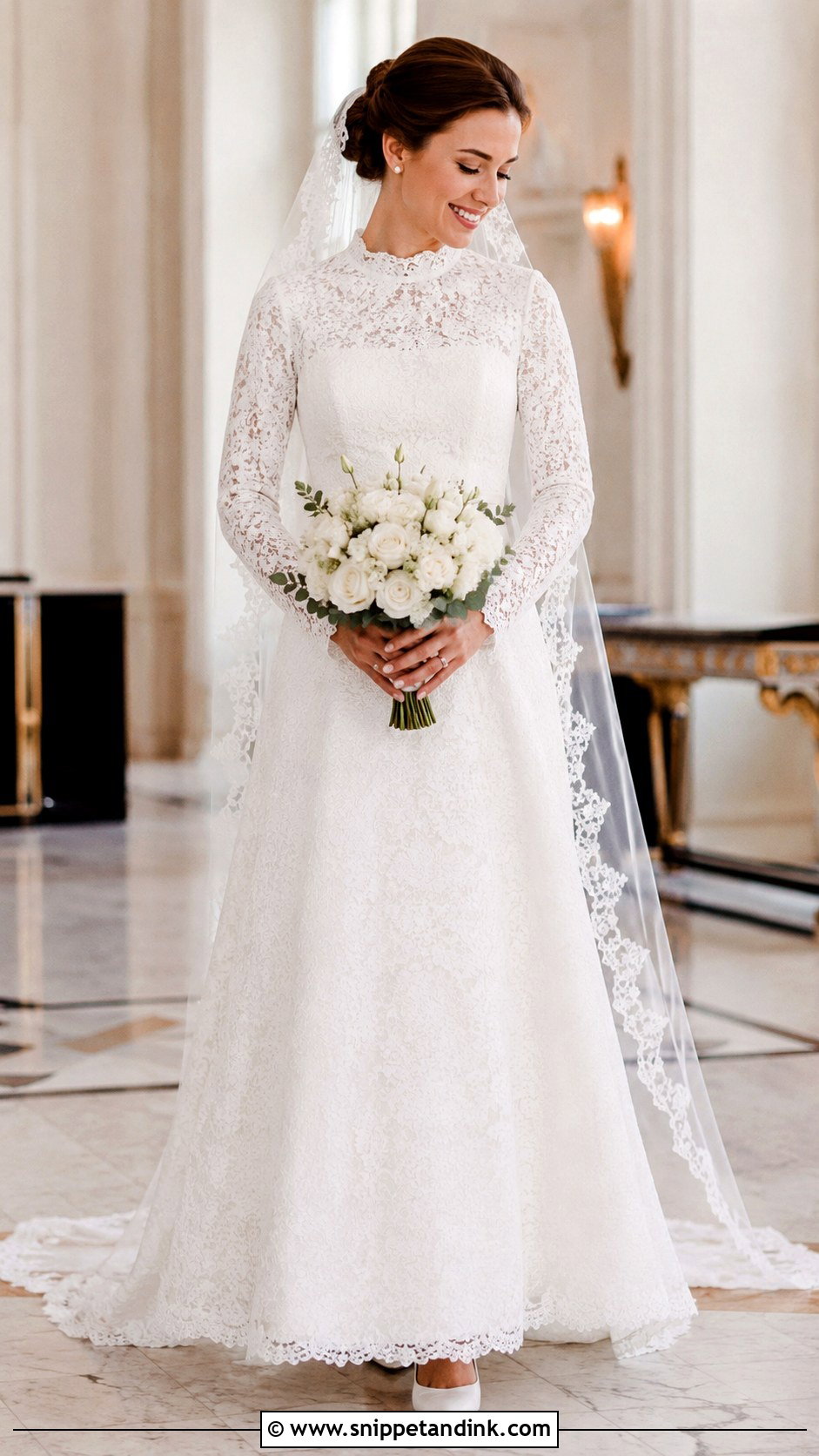 Modest Lace Wedding Dress With Sleeves - Snippet and Ink - 20 Lacey Wedding Dress Ideas