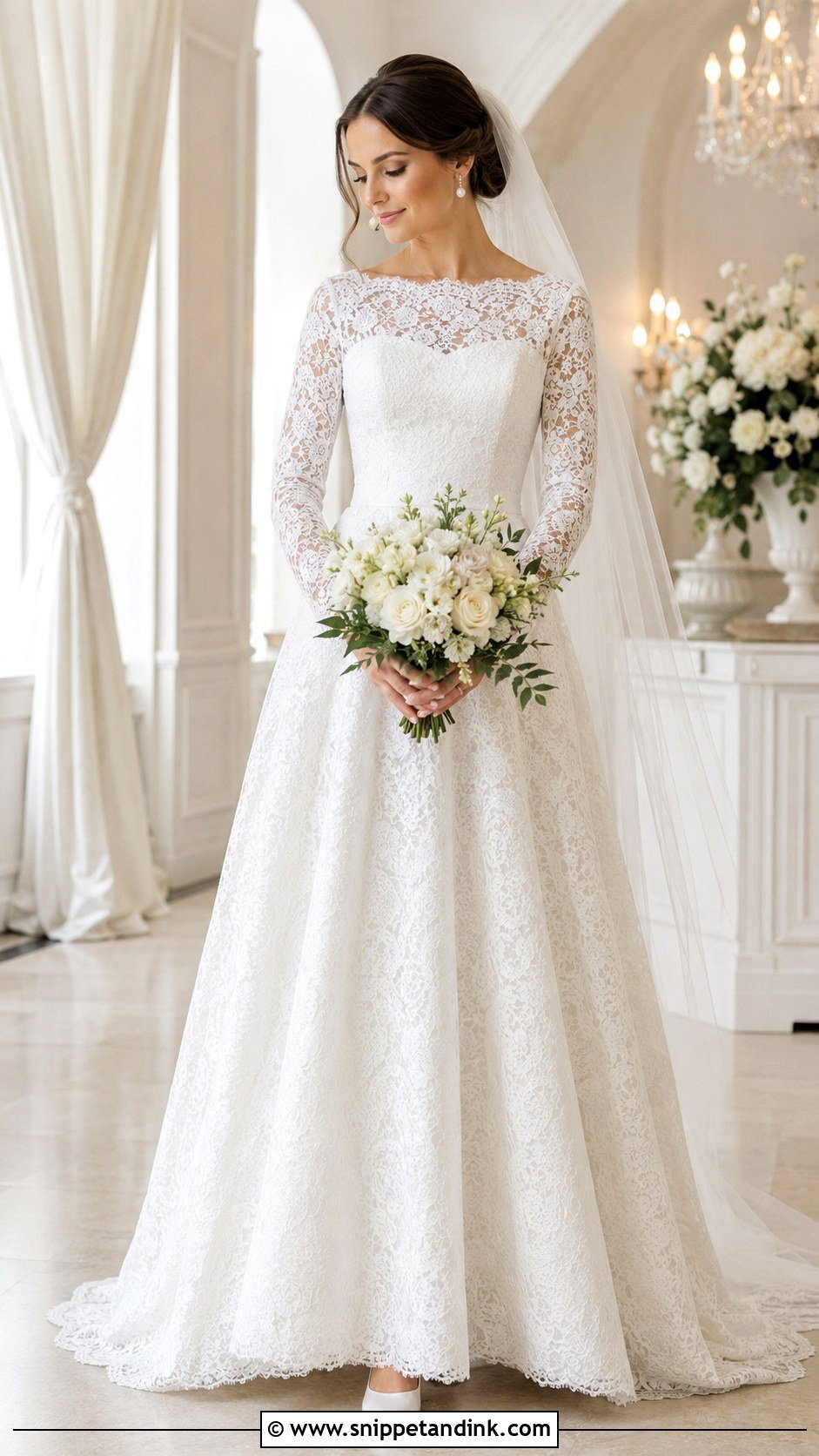 Modest Lace Wedding Gown - Snippet and Ink - 20 Lace Gown Styles for Wedding