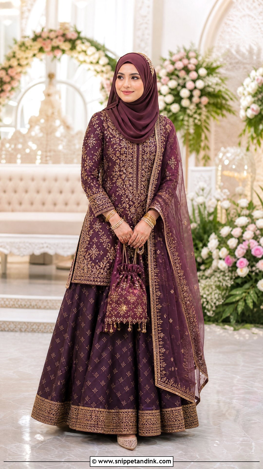 Modest Lehenga Wedding Outfit With Hijab - Snippet and Ink - 20 Hijabi Wedding Outfit Ideas