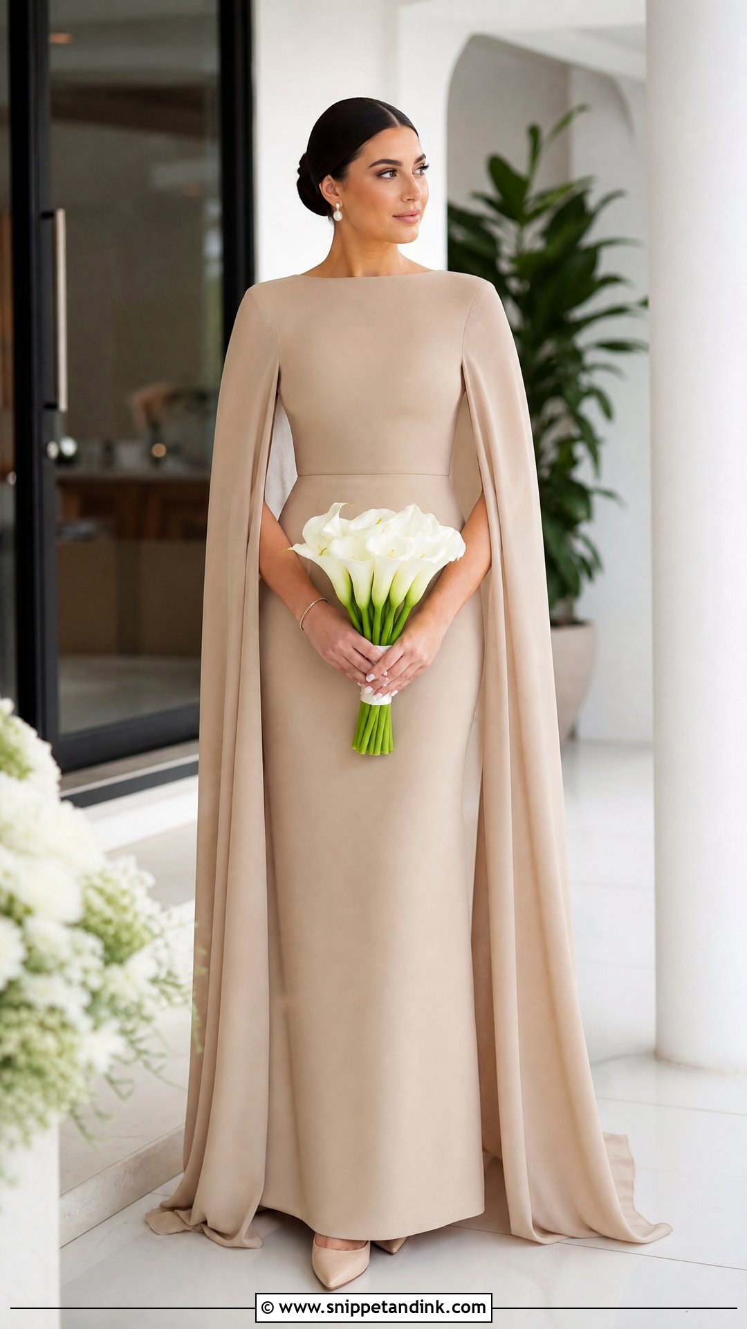 Modest Light Brown Cape Wedding Dress - Snippet and Ink - 20 Light Brown Wedding Dress Ideas