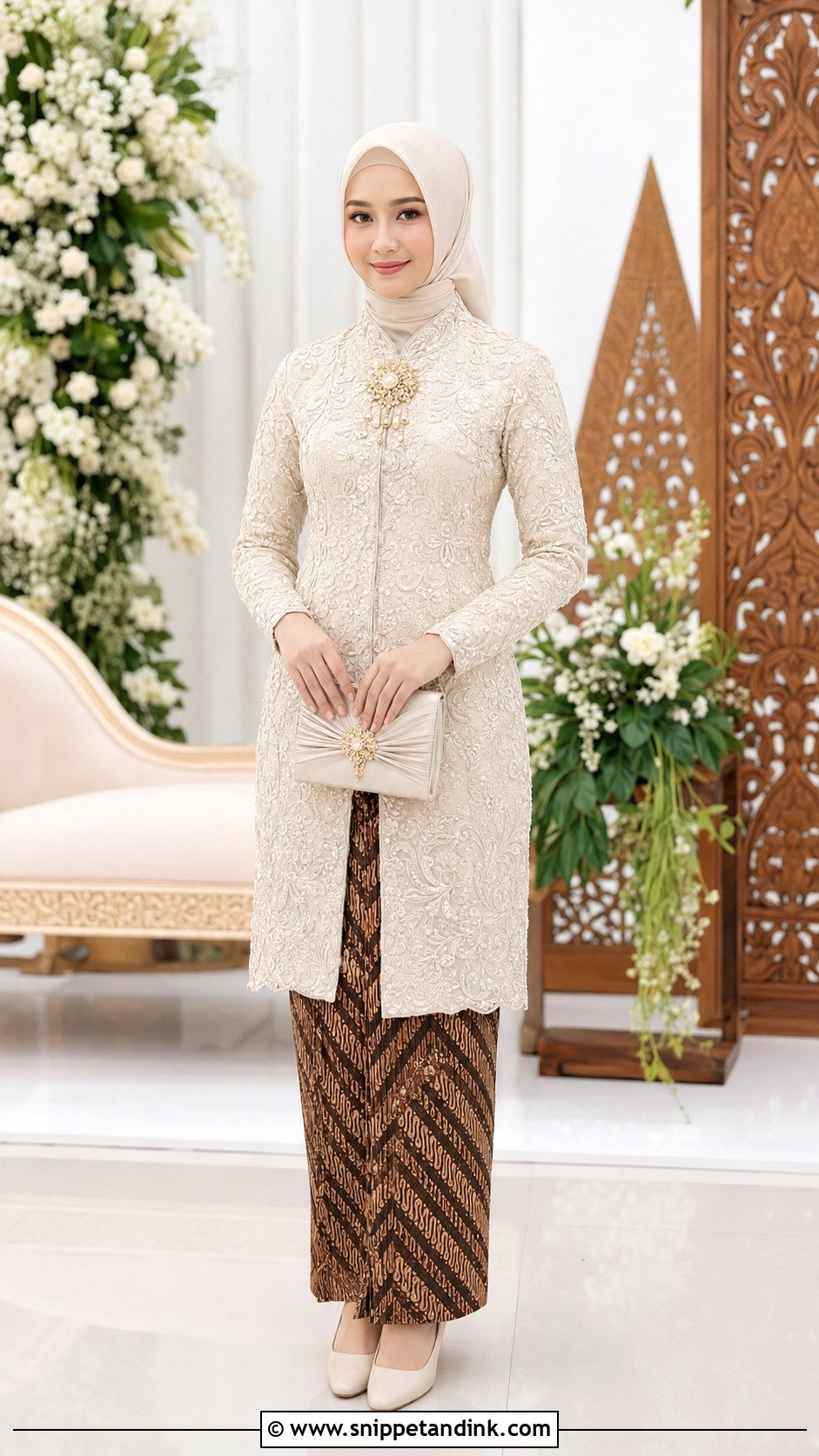 Modest Long Javanese Wedding Kebaya - Snippet and Ink - 20 Javanese Wedding Outfit Ideas
