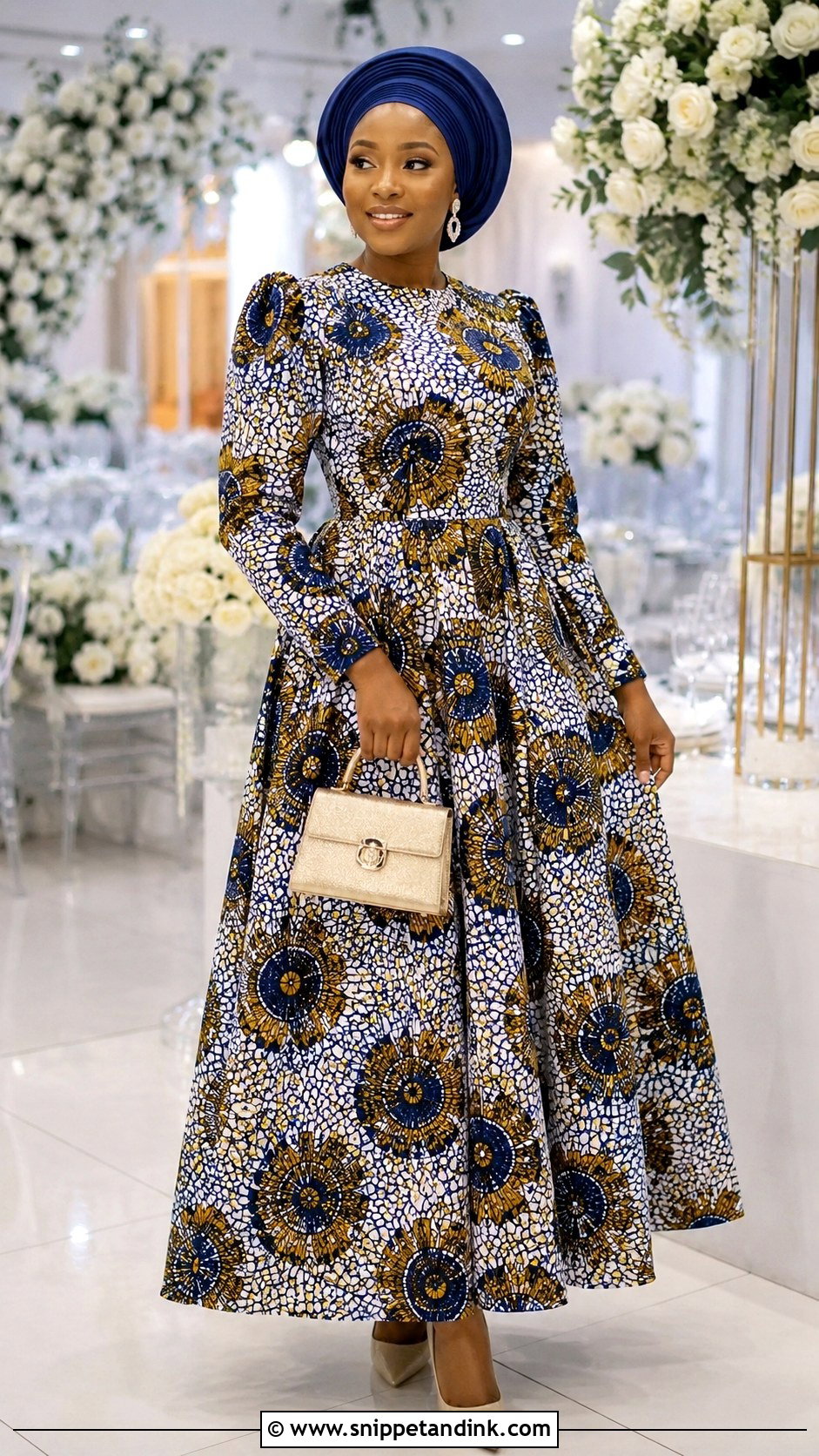 Modest Long Sleeve Ankara Gown - Snippet and Ink - 20 Ankara Long Gown Styles for Wedding