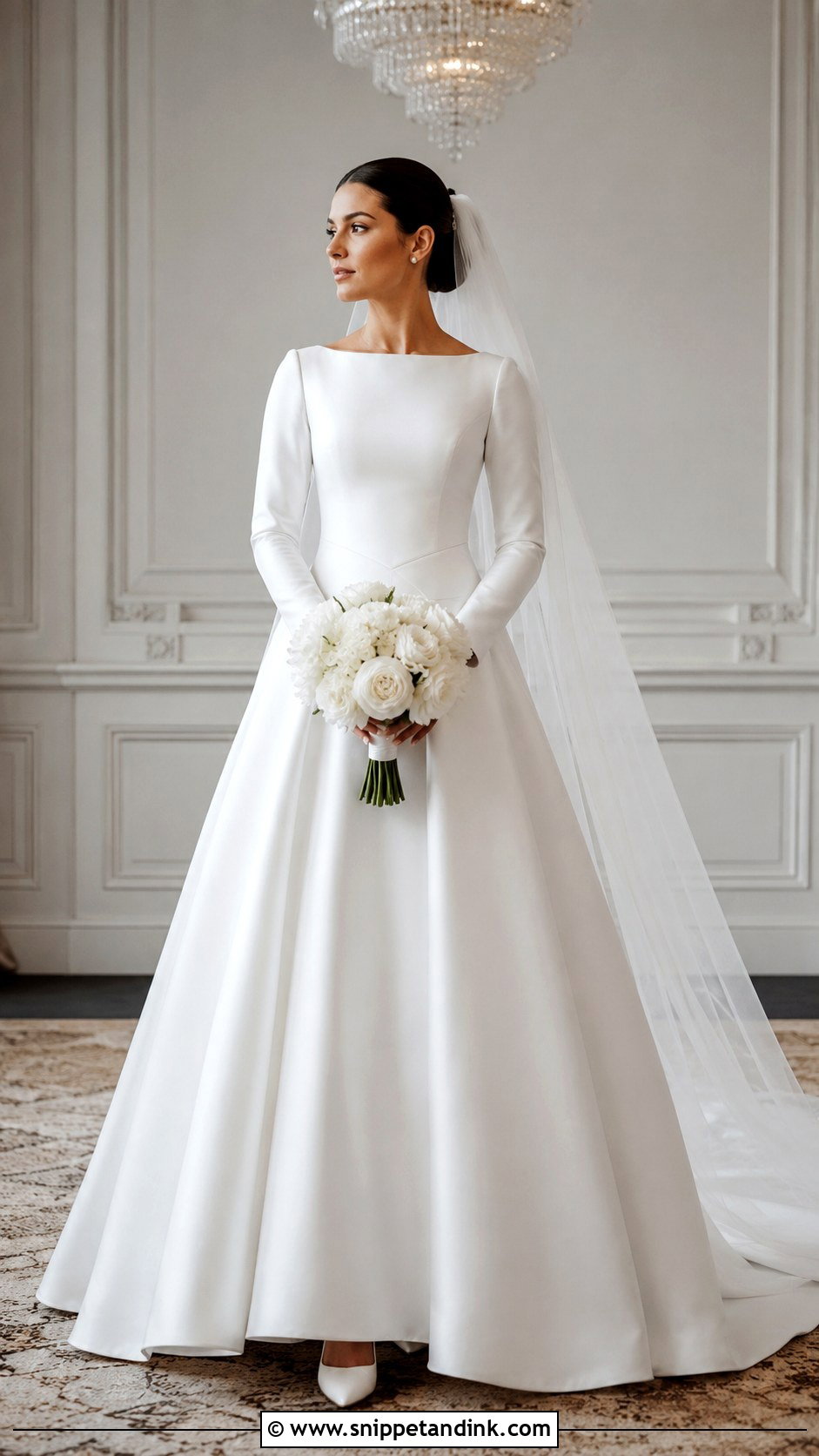 Modest Long Sleeve Basque Waist Wedding Dress - Snippet and Ink - 20 Long Sleeve Basque Waist Wedding Dress Ideas