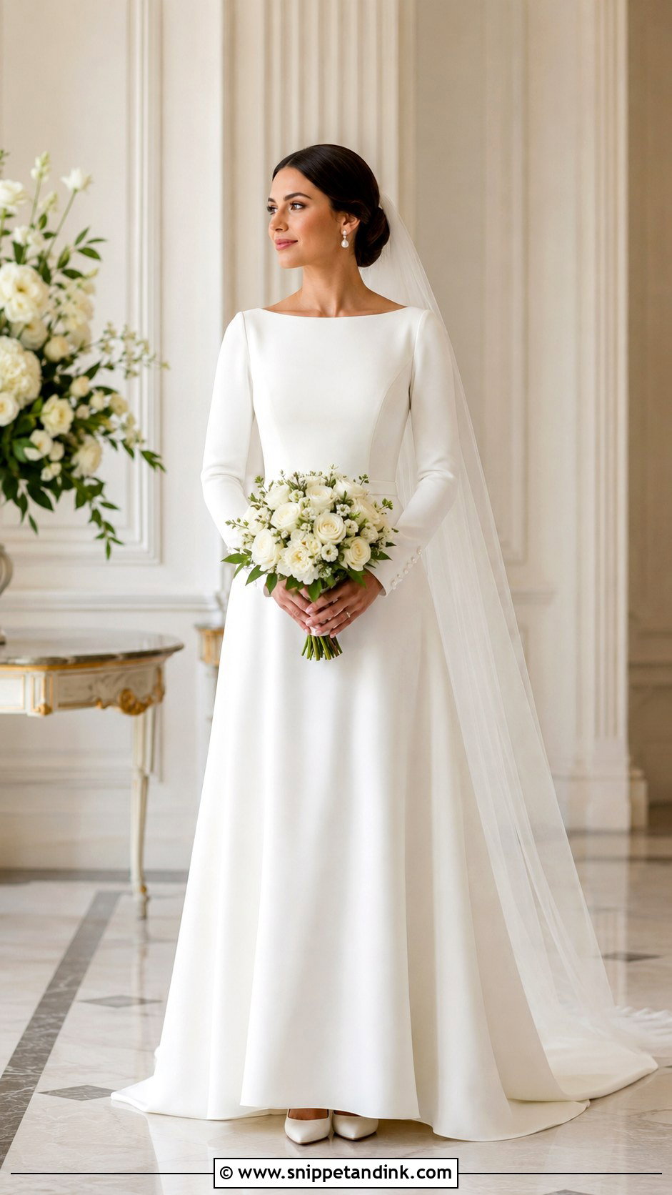 Modest Long Sleeve Boatneck Wedding Dress - Snippet and Ink - 20 Boatneck Wedding Dresses