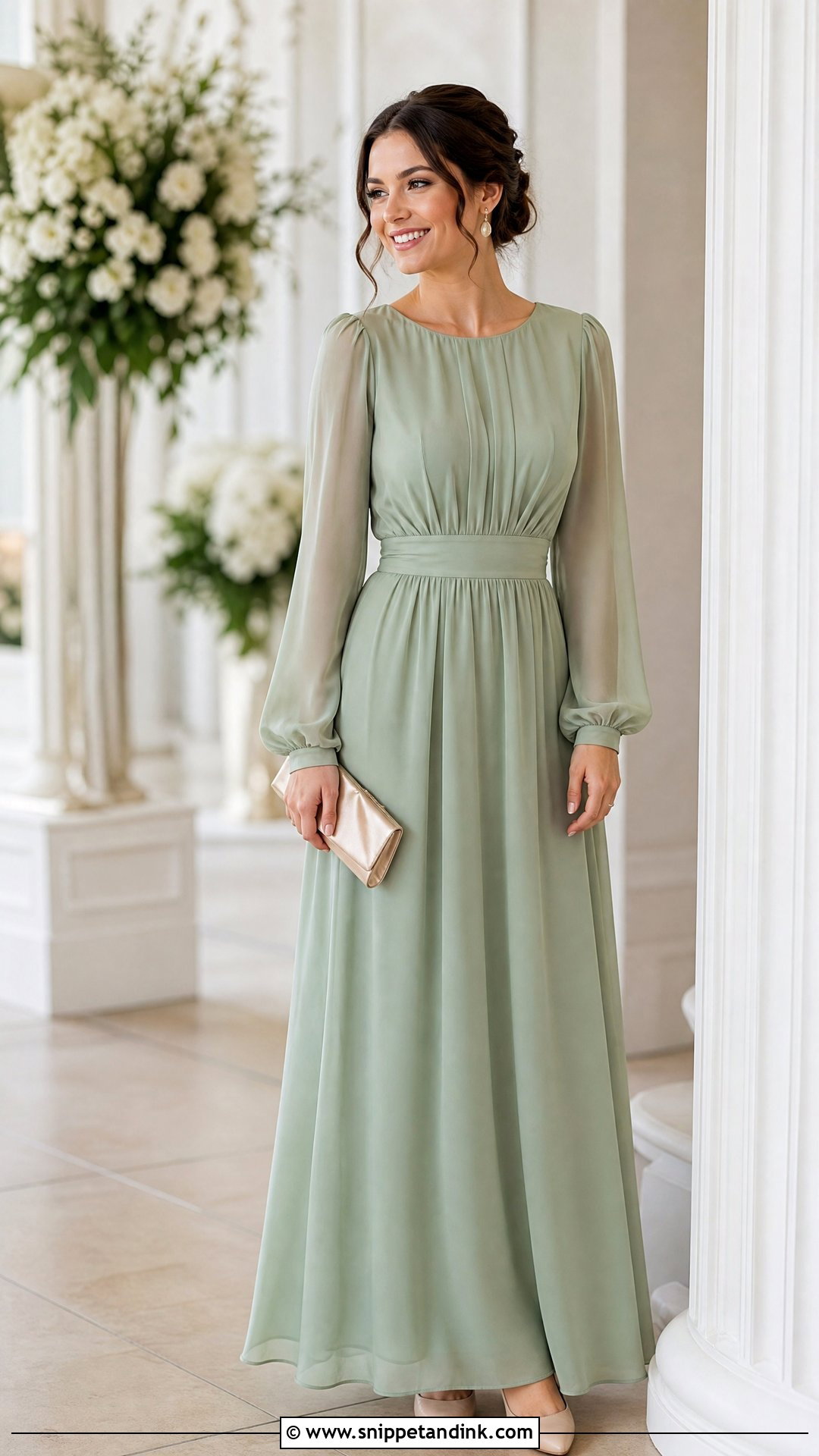 Modest Long Sleeve Bridesmaid Outfit - Snippet and Ink - 20 Spring Wedding Party Attire Ideas