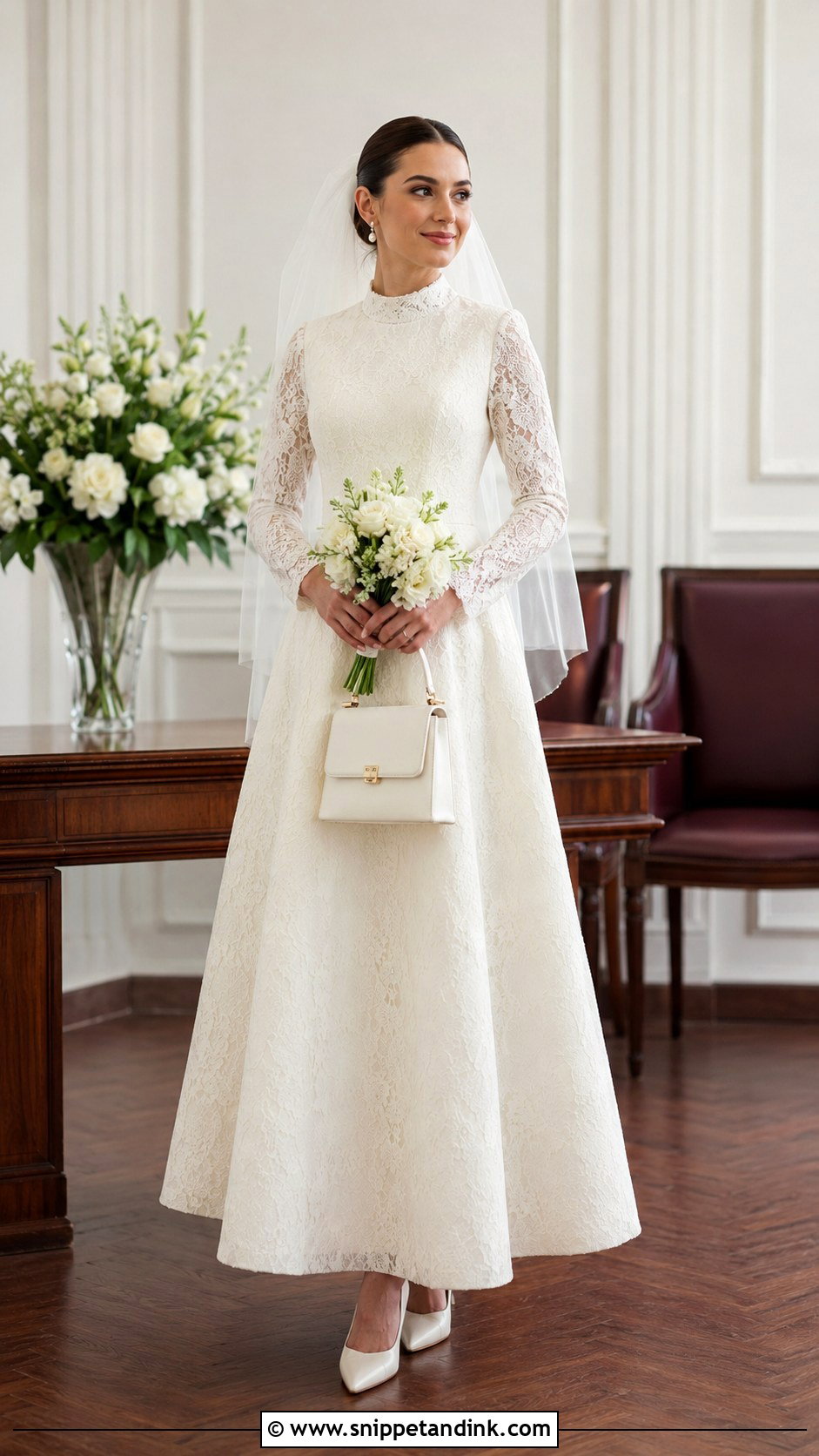 Modest Long Sleeve Court Wedding Gown - Snippet and Ink - 20 Court Wedding Gown Ideas