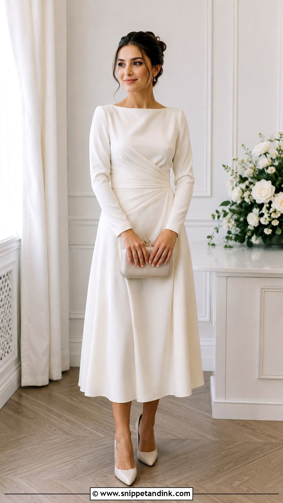 Modest Long Sleeve Dress Register Marriage Outfit - Snippet and Ink - 25 Register Marriage Outfit Ideas